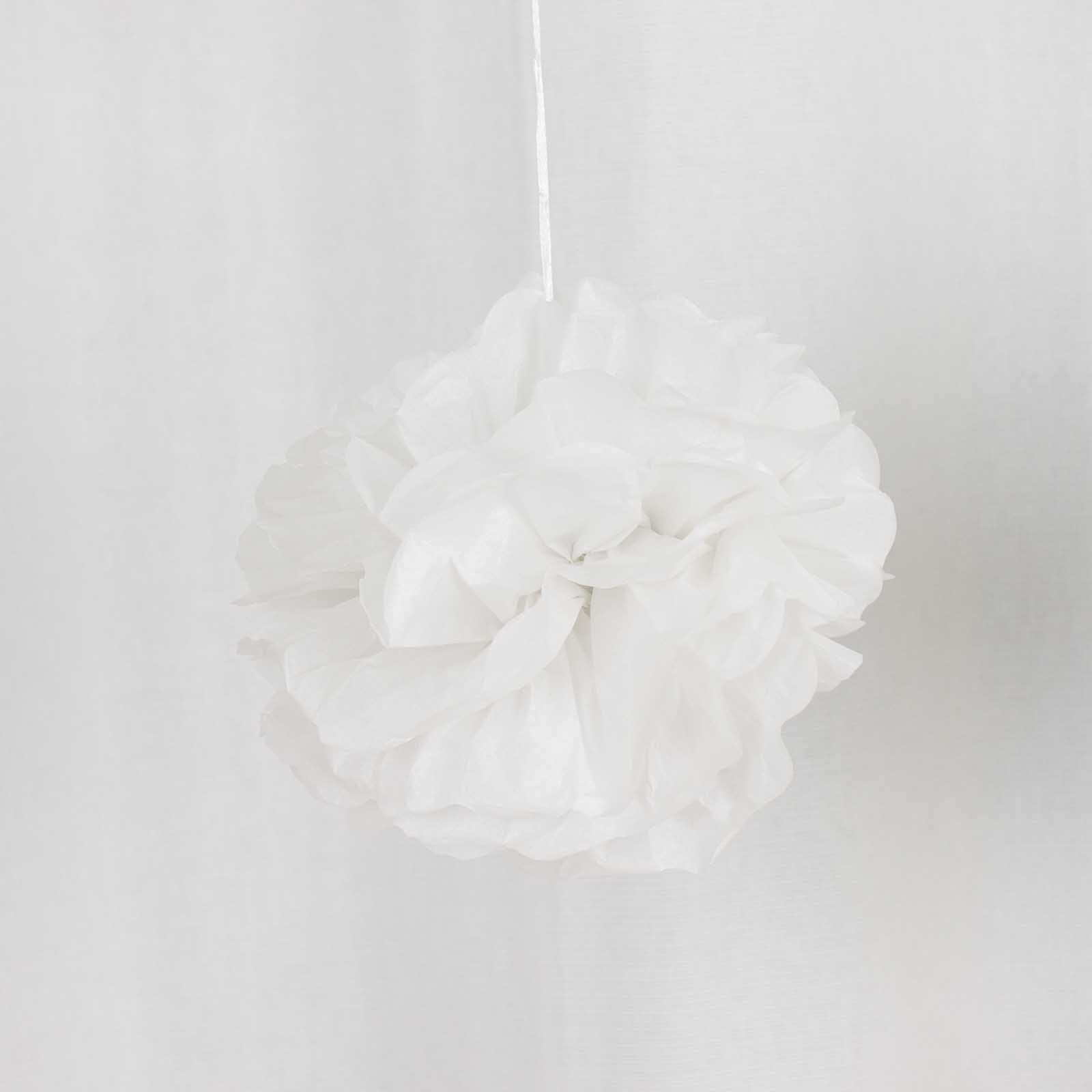 6-Pack 8-Inch White Tissue Paper Pom Pom Flower Balls - Ideal for Party Decor