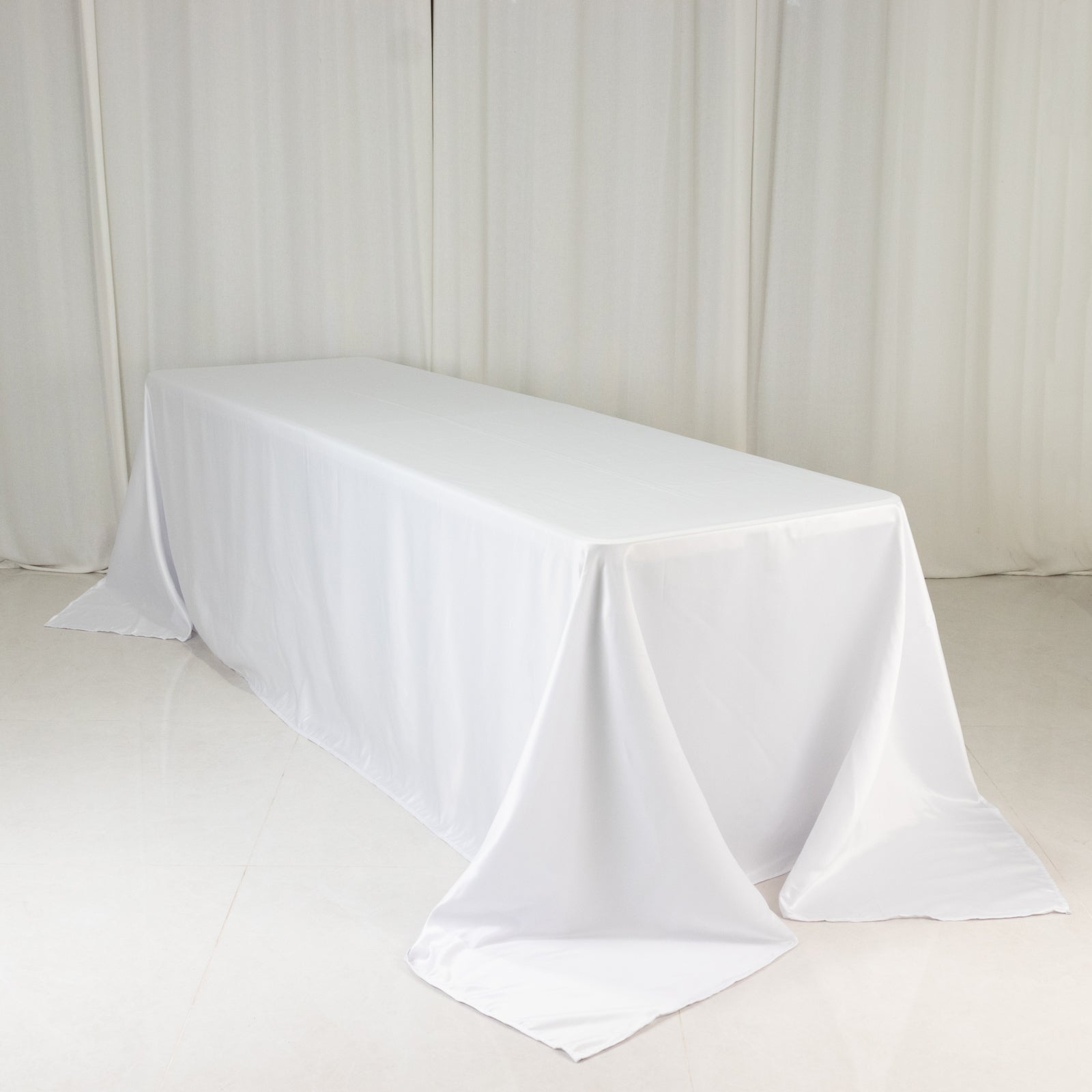 Luxury White Lamour Satin Rectangle Tablecloth 90x156 - Ideal for Stylish Events