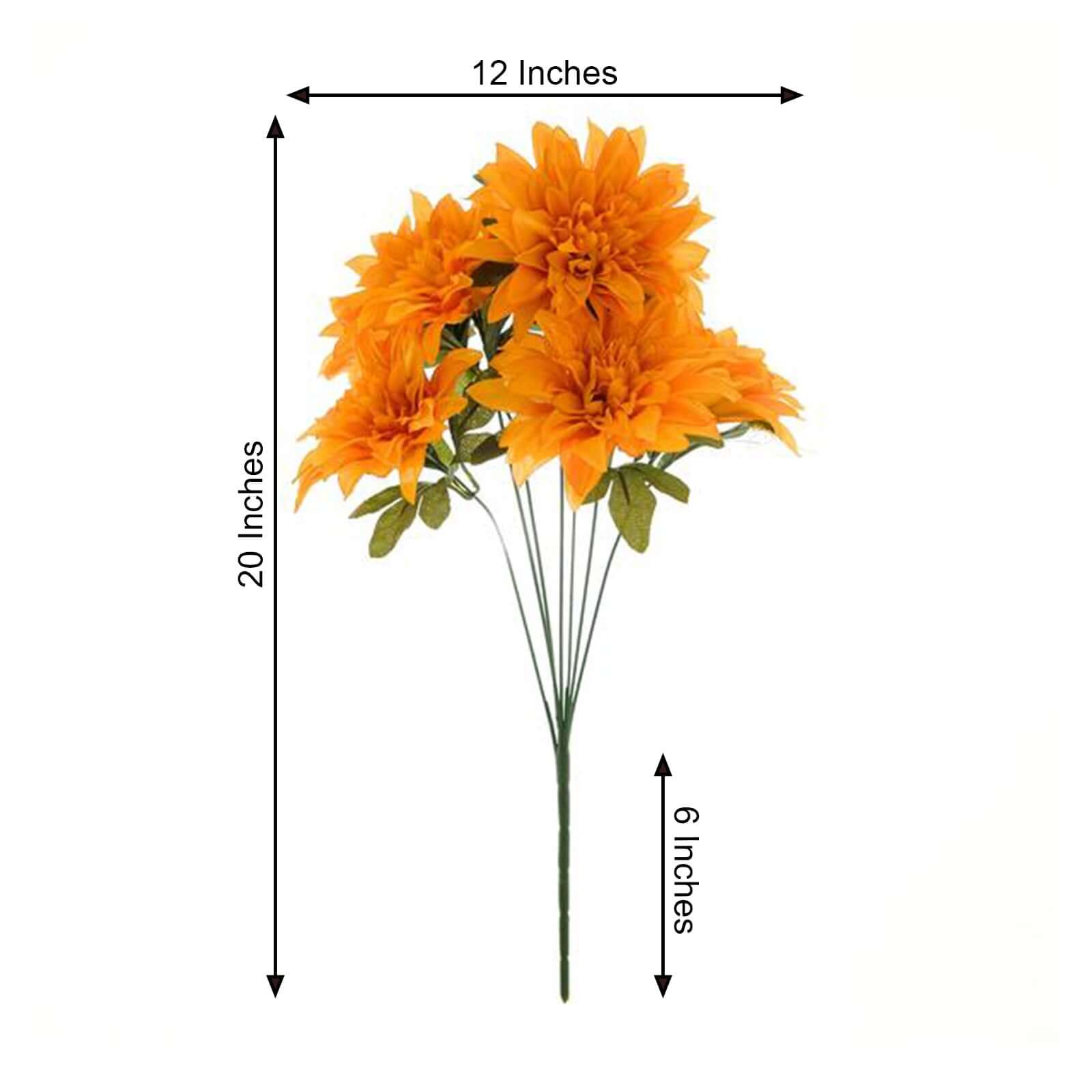 Hot Deal! 2 Bouquets of Orange Artificial Silk Dahlia Flower Spray Bushes - 20 Inches Tall