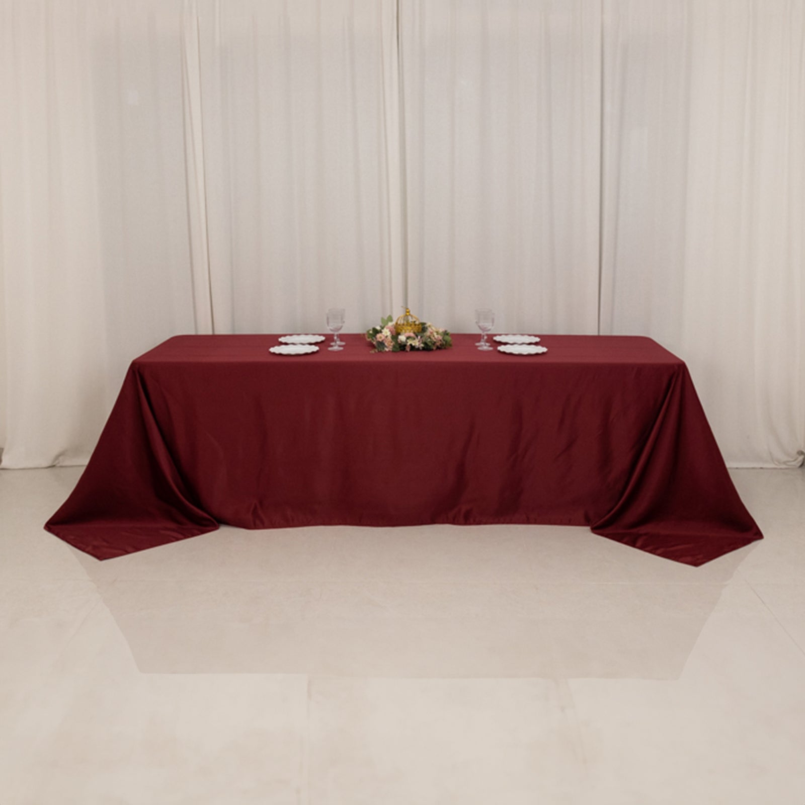 Exclusive Burgundy Lamour Satin Rectangle Tablecloth (90x156) - Soft & Seamless Luxury
