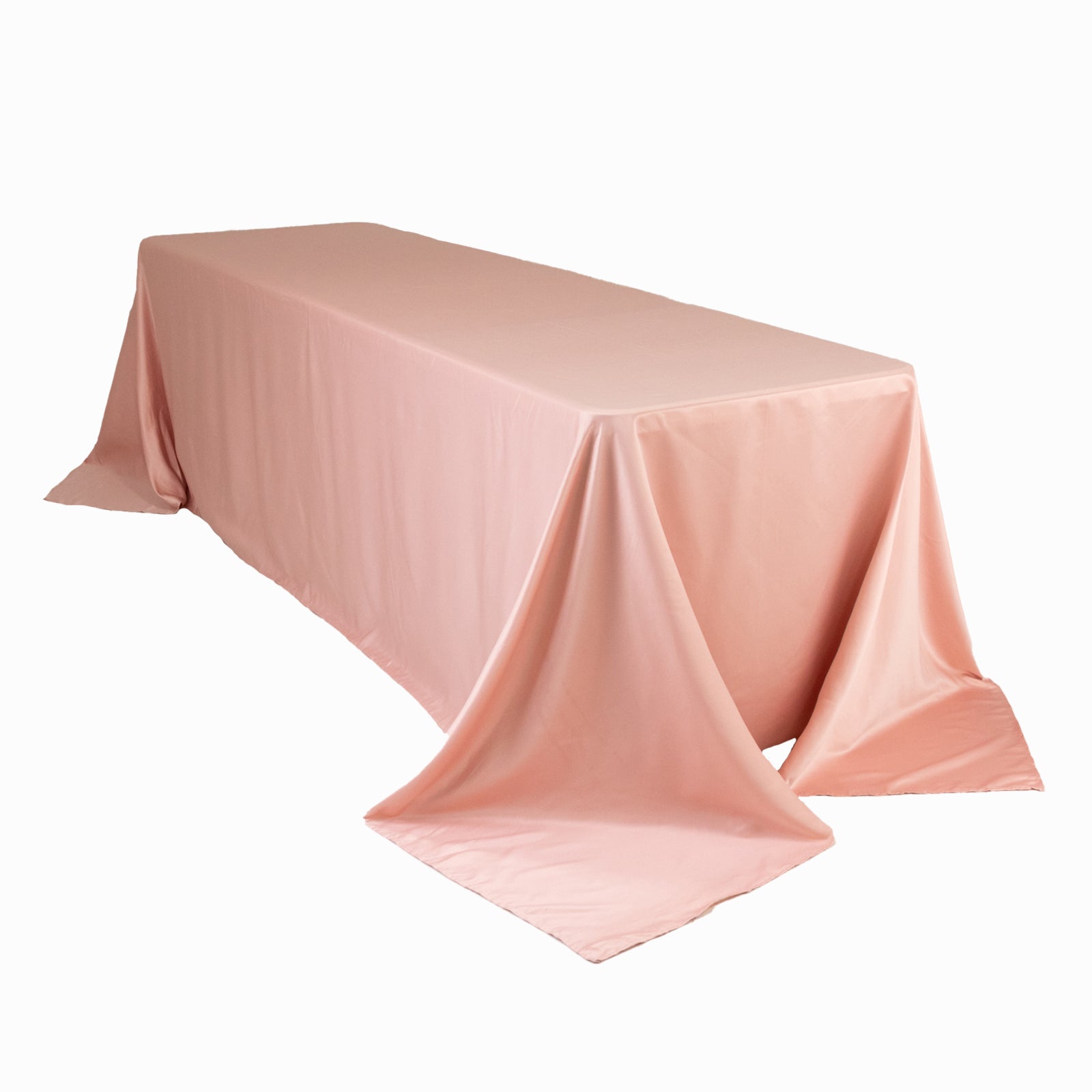 Luxurious Dusty Rose Lamour Satin 90x156 Rectangle Seamless Tablecloth
