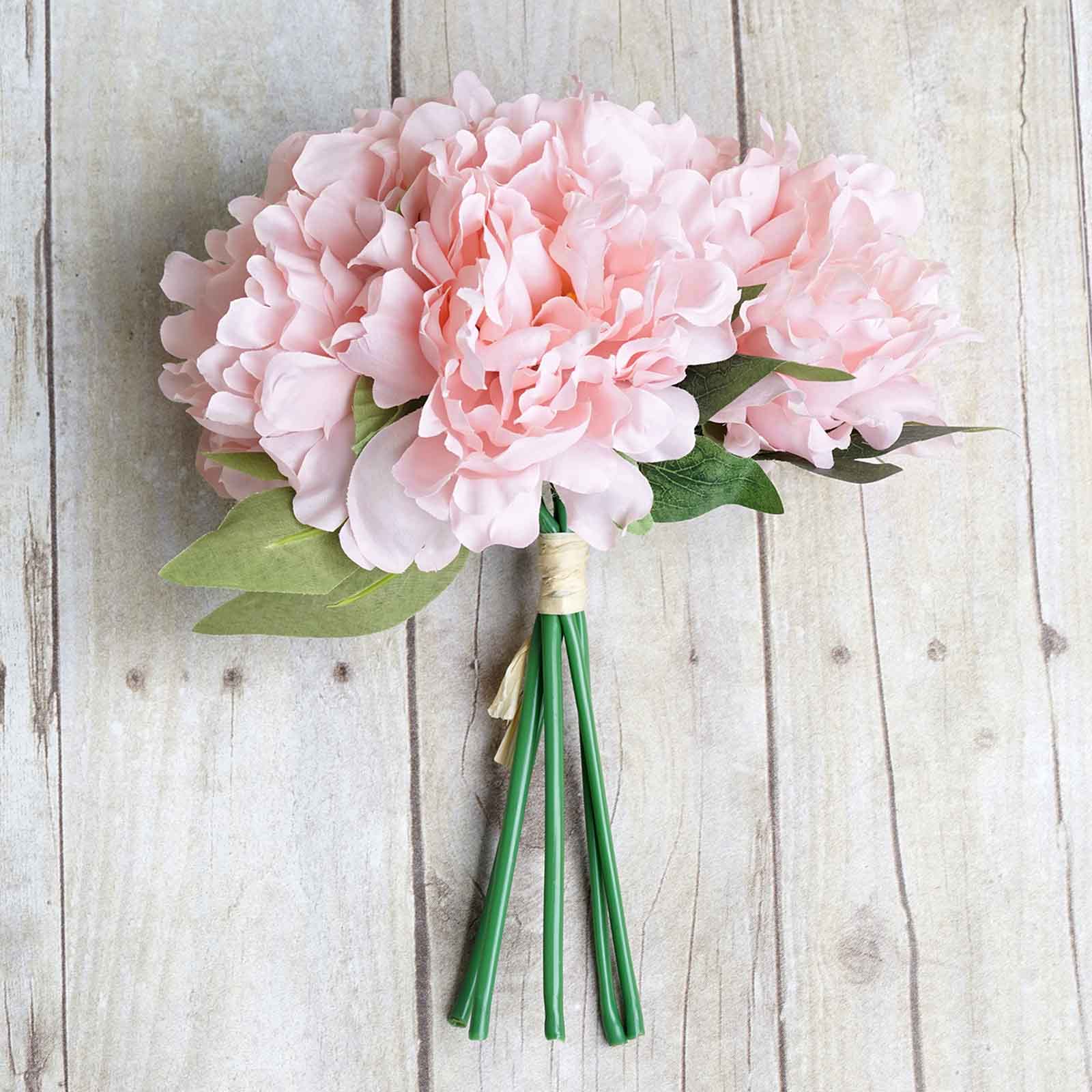 11-Piece Pink Real-Touch Artificial Silk Peony Bouquet - Ideal for Various Occasions