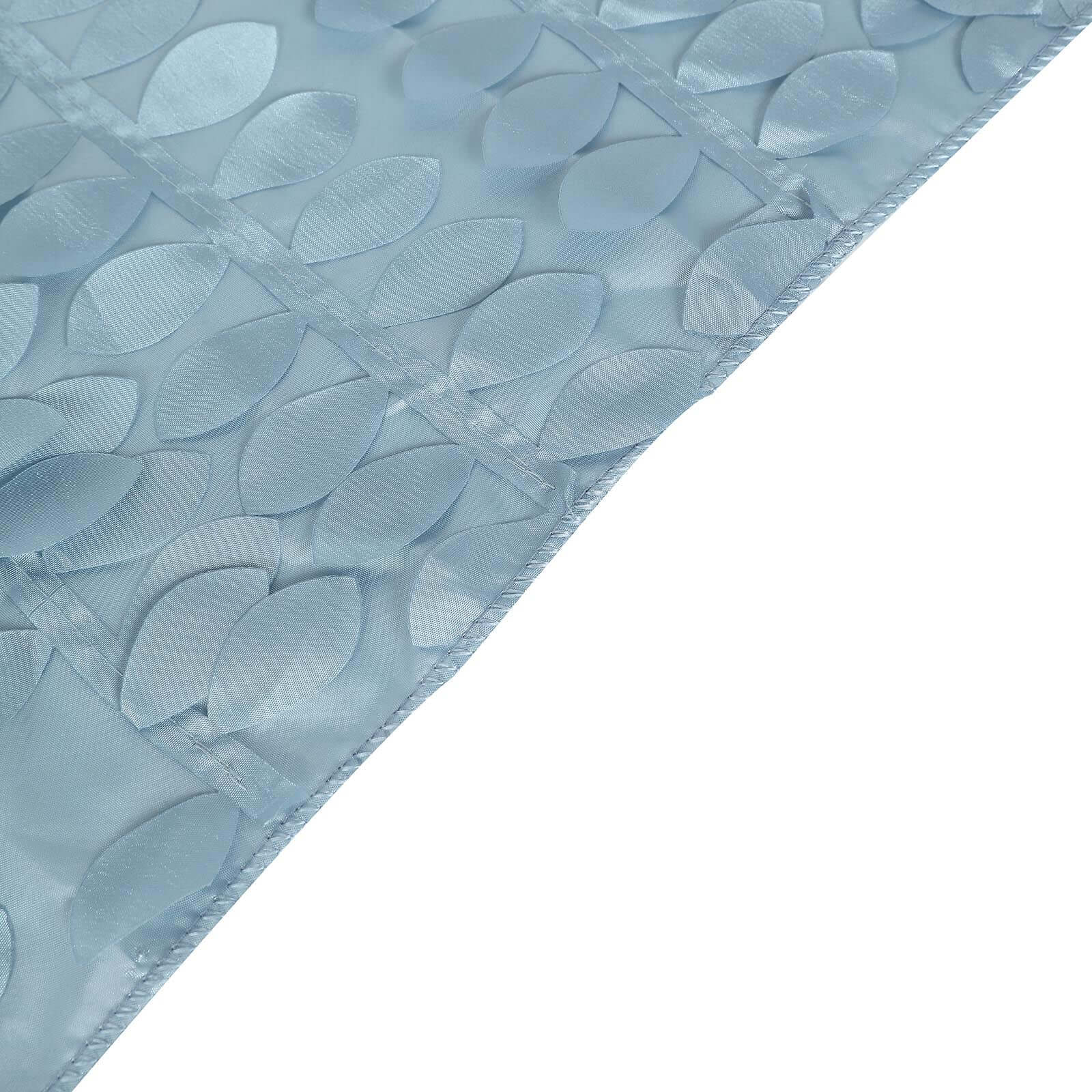 Hot Sale! Dusty Blue Taffeta 90x132 Rectangle Tablecloth with 3D Leaf Petal Design
