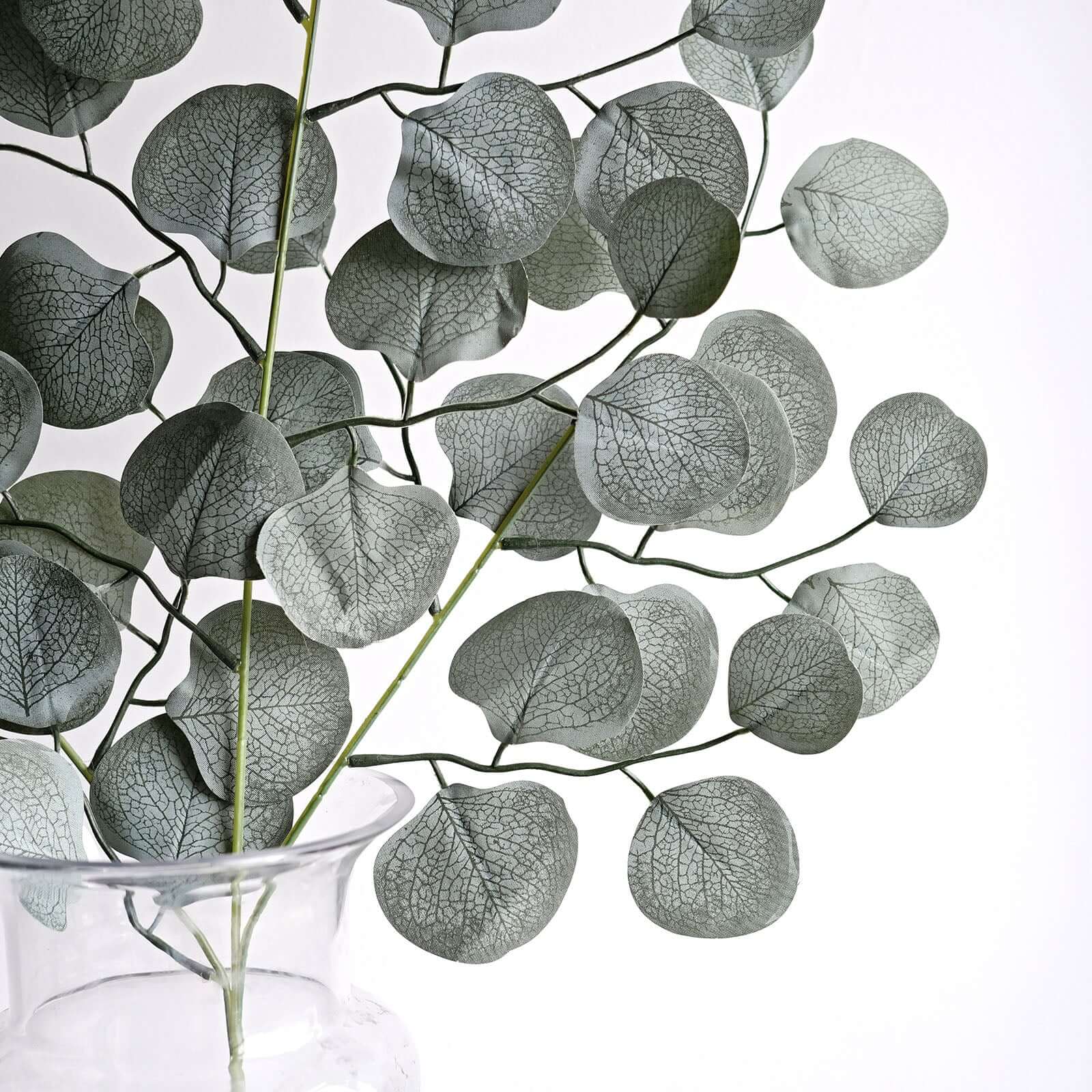 Special Offer! 4-Piece Set of Frosted Green Artificial Silk Eucalyptus Leaf Branches for Decor