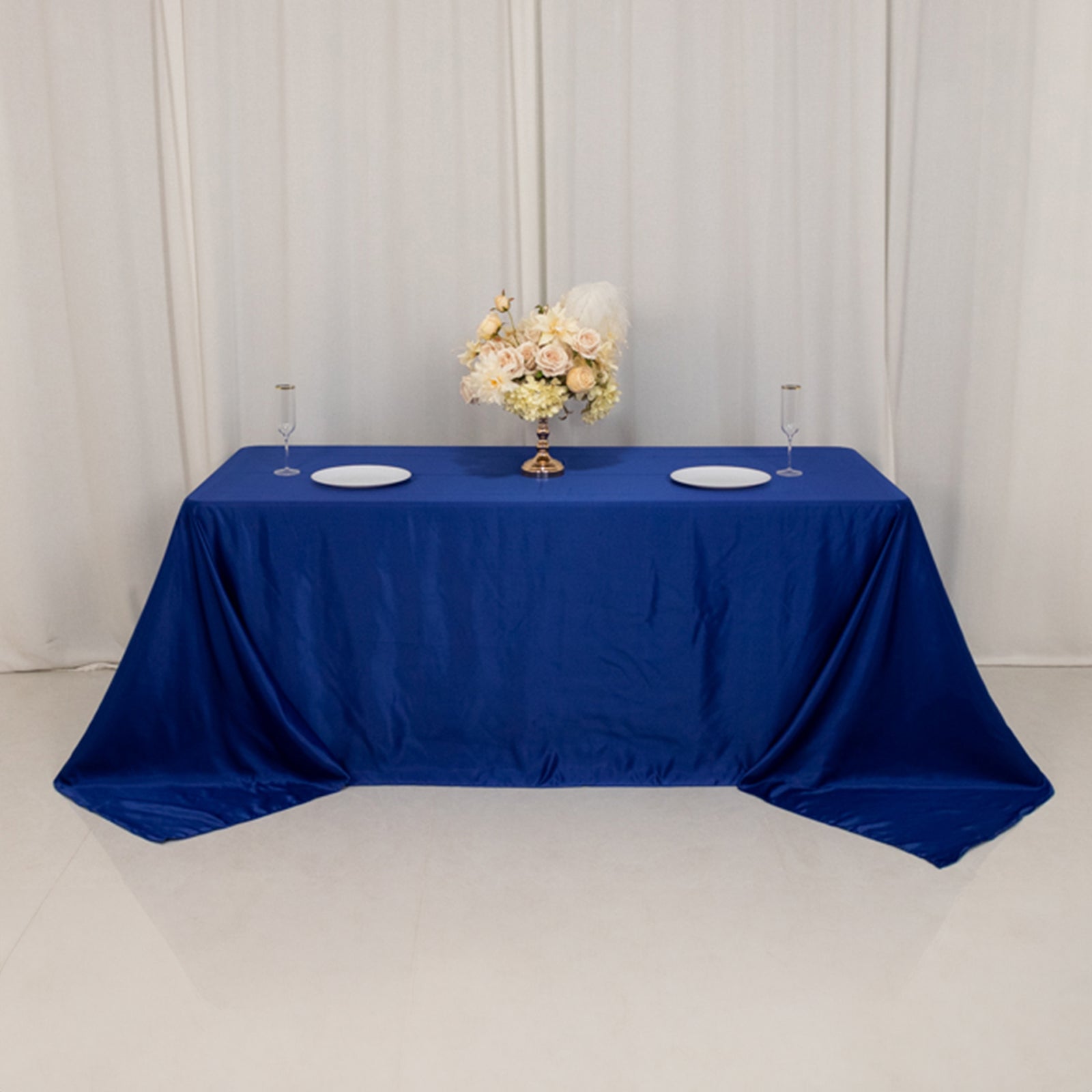 Royal Blue Lamour Satin Rectangle Tablecloth - Soft, Silk-Like & Seamless, Ideal for Events