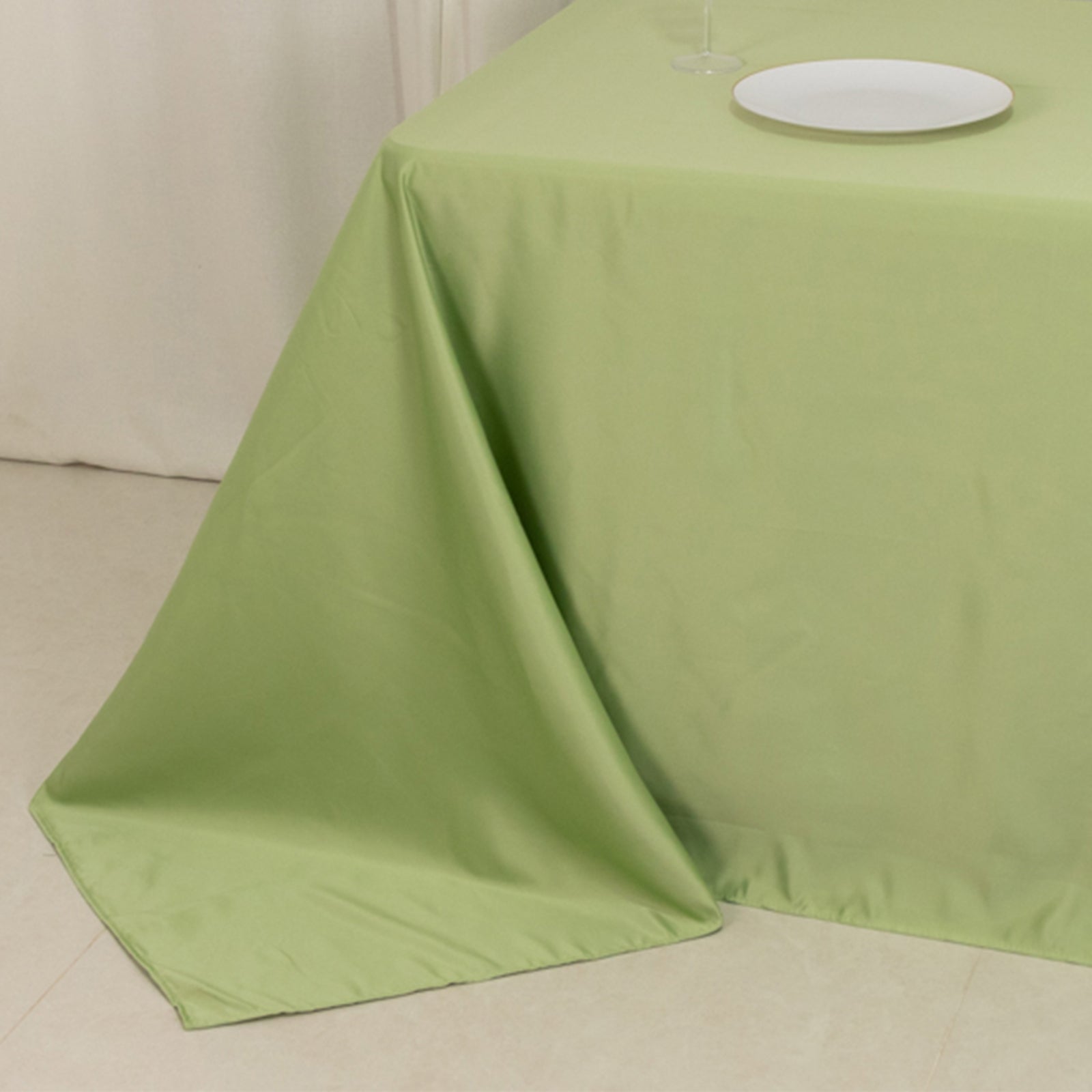 Exclusive Sage Green Lamour Satin Rectangle Tablecloth - Soft, Silk-Like, 90x132
