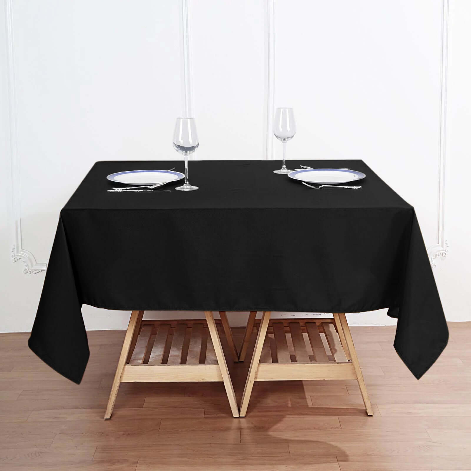 Hot Deal! 70x70 Black 220GSM Wrinkle-Resistant Premium Polyester Square Tablecloth