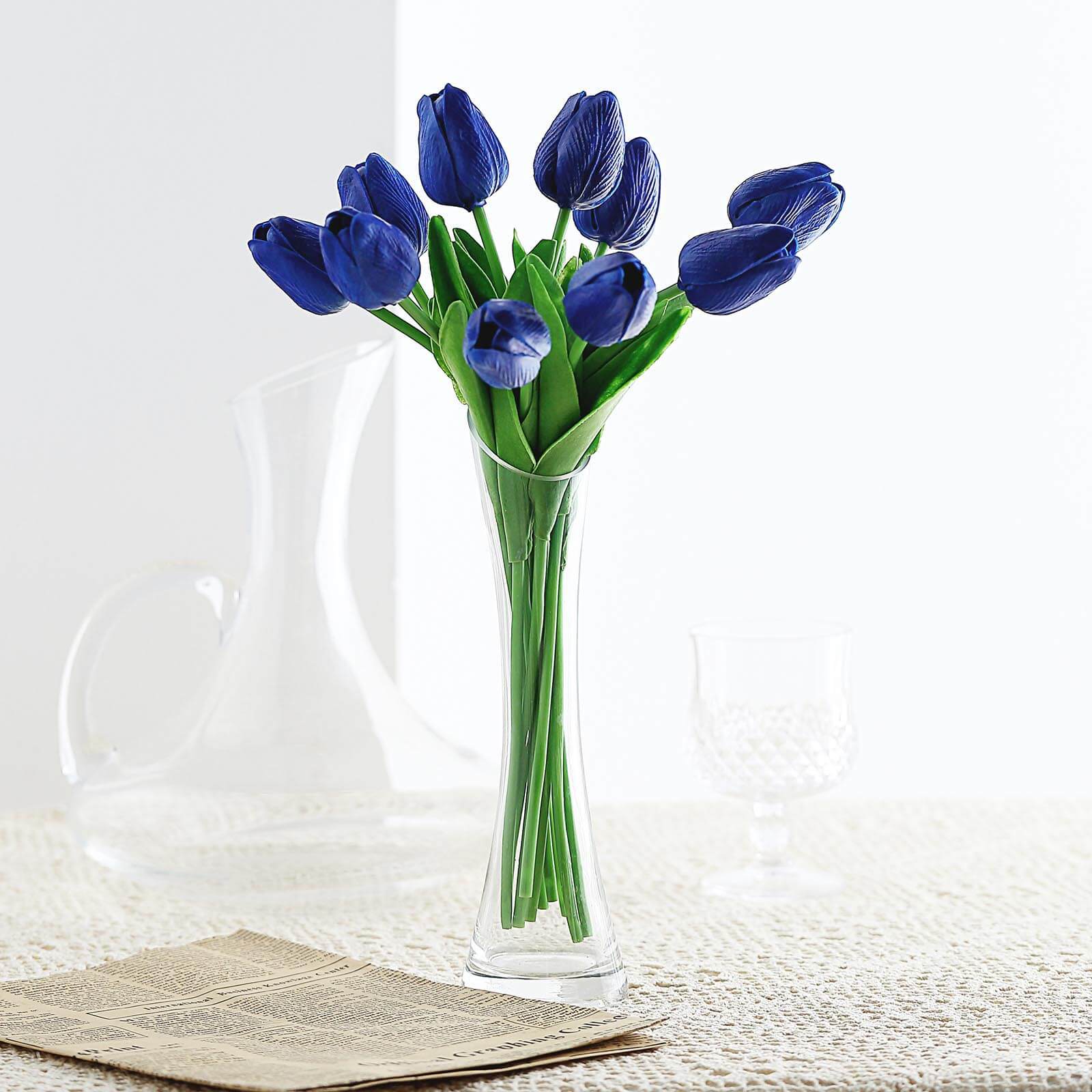 Hot! 10 Royal Blue Artificial Foam Tulip Stems, 13 Inches Tall
