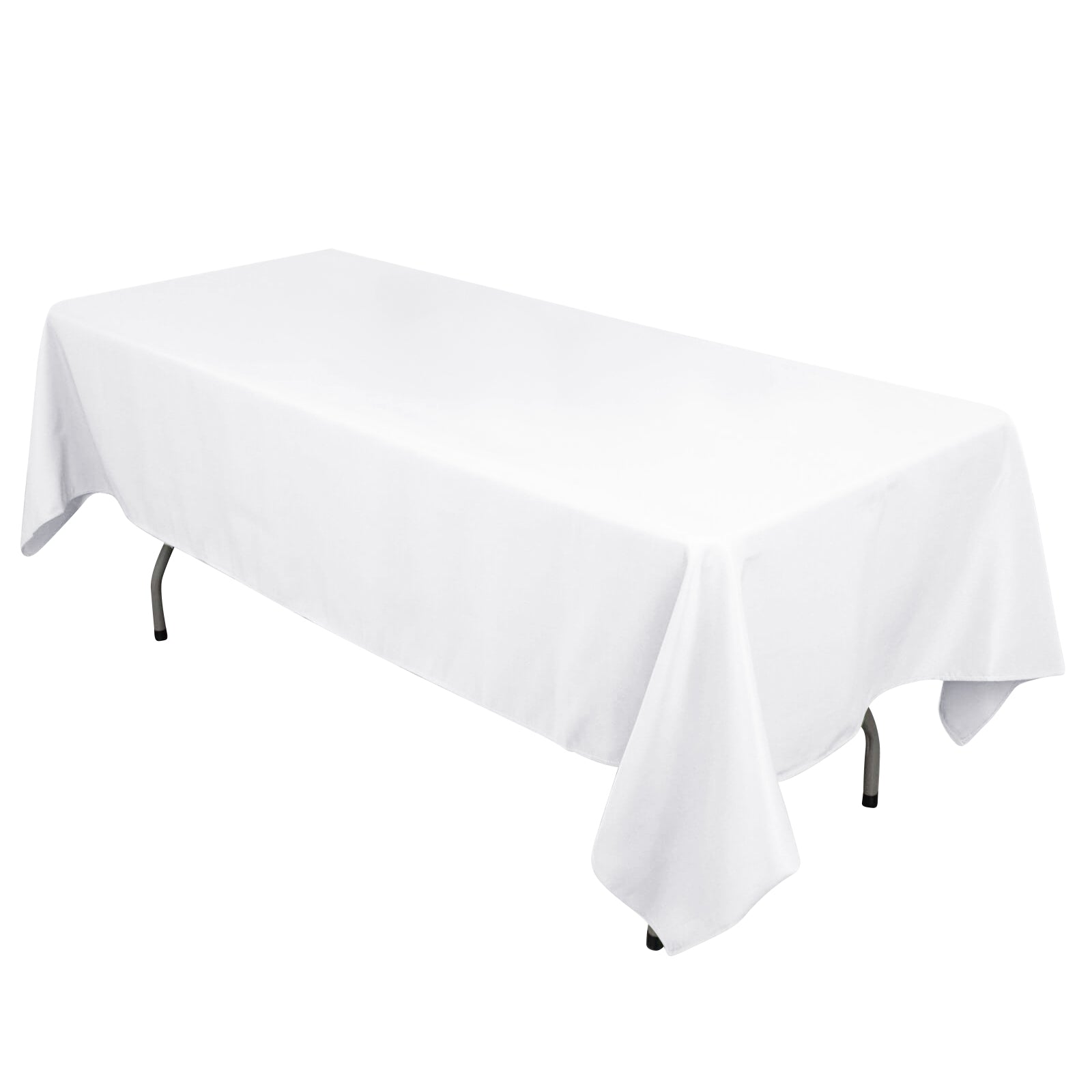 Wrinkle-Resistant White Cotton Blend Rectangle Tablecloth, 60x102