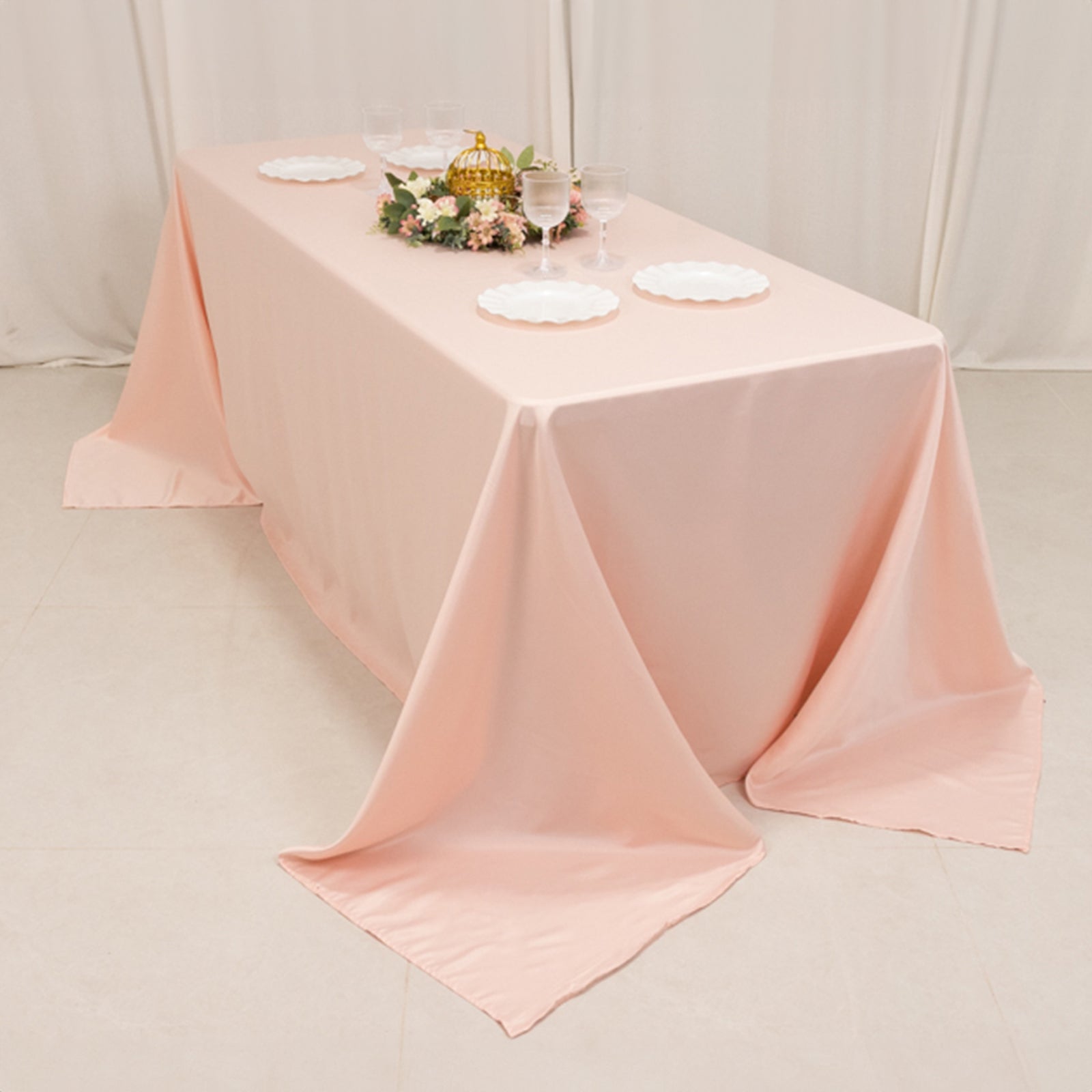 Blush Lamour Satin Rectangle Tablecloth - Soft, Silk - Like & Seamless 90x132