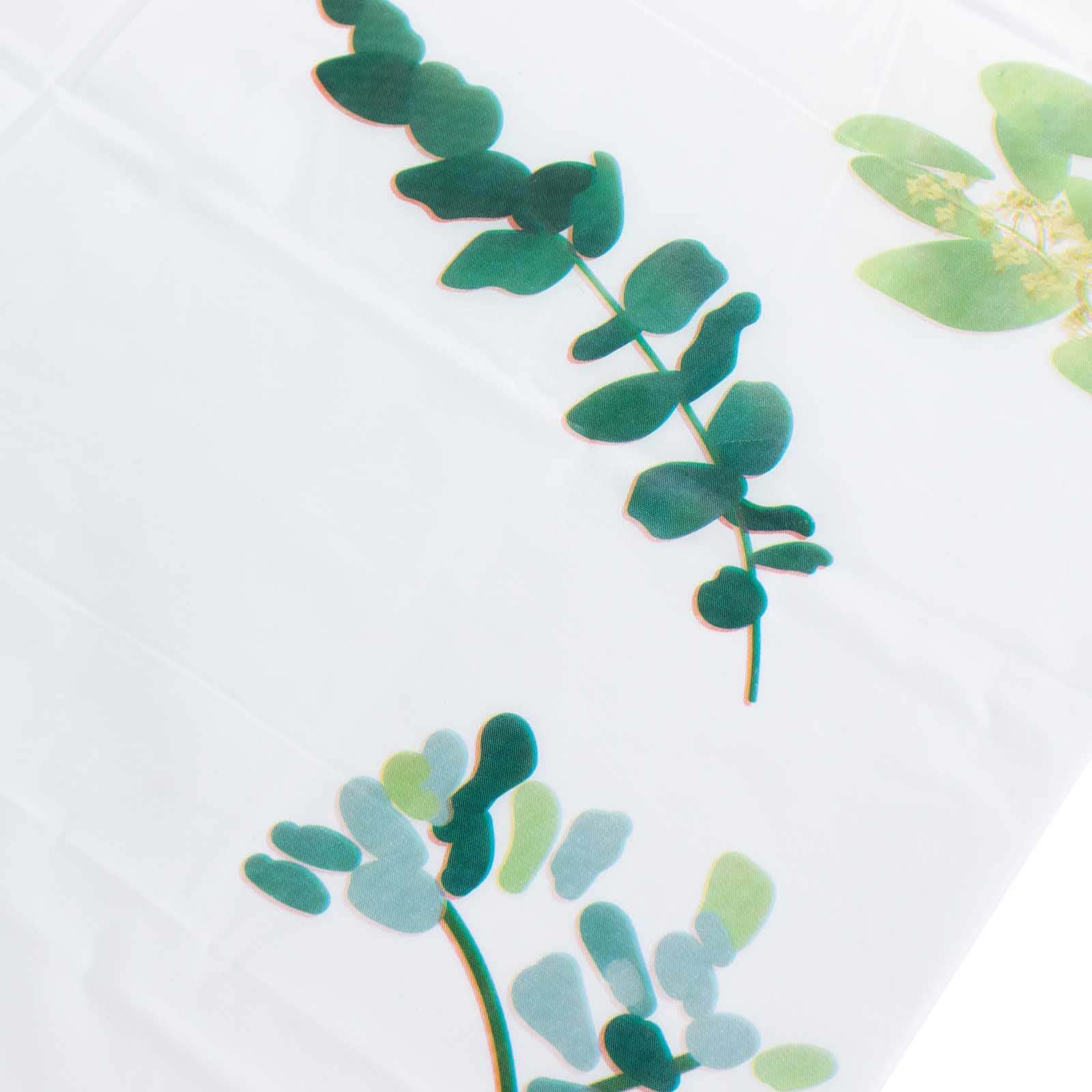 Hot Deal! 5-Pack Disposable PVC Plastic Table Covers in White/Green with Eucalyptus Print, 54x108