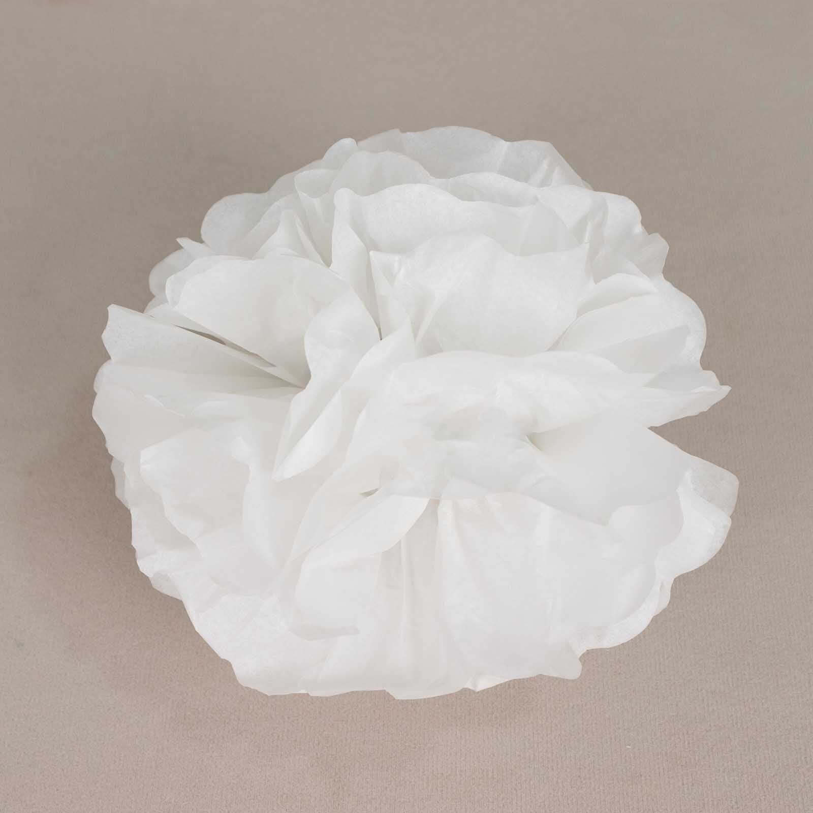 6-Pack 8-Inch White Tissue Paper Pom Pom Flower Balls - Ideal for Party Decor