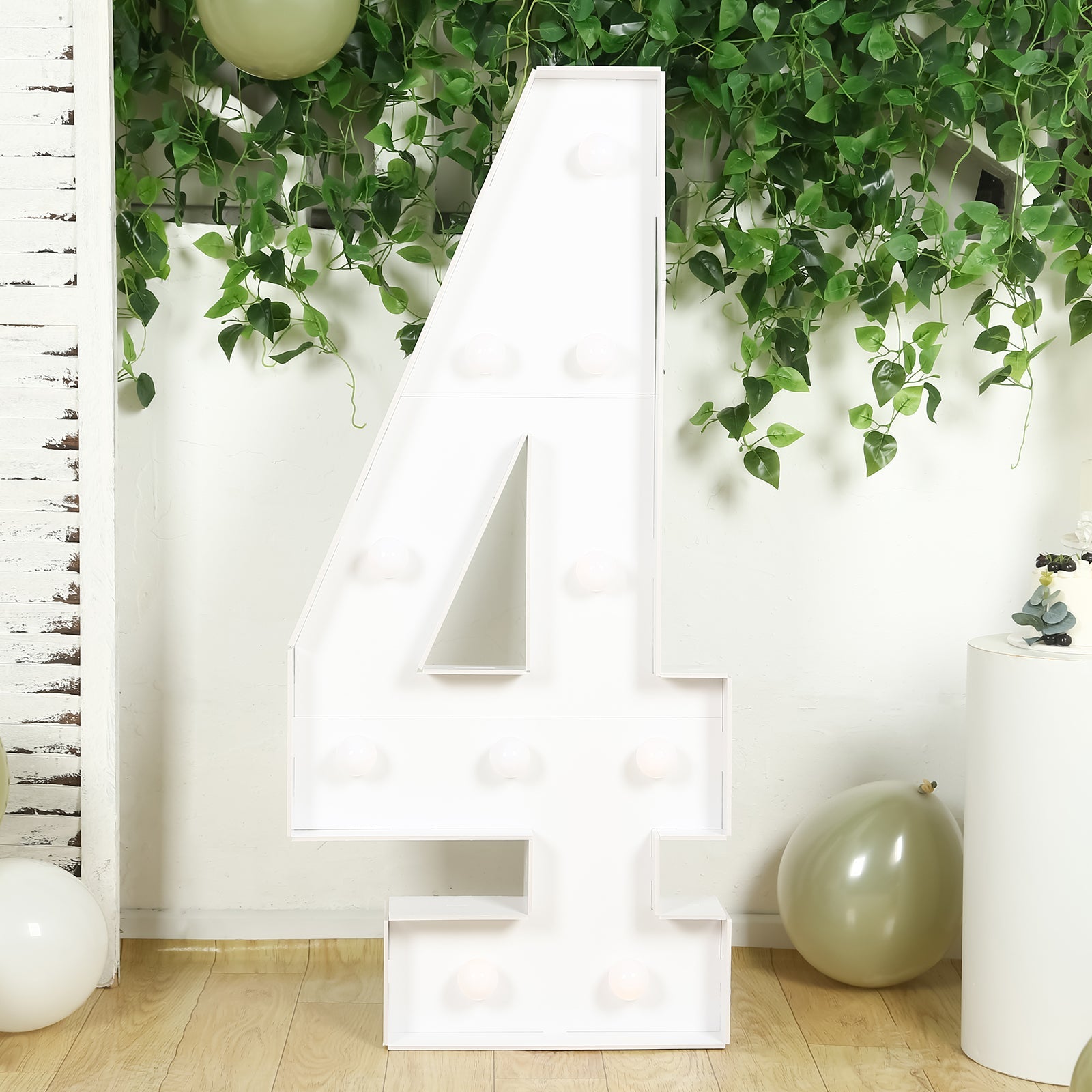 Hot Deal! 4ft White Giant LED Marquee Light Up Number 4 with Warm White LEDs, Glue Gun & Sticks