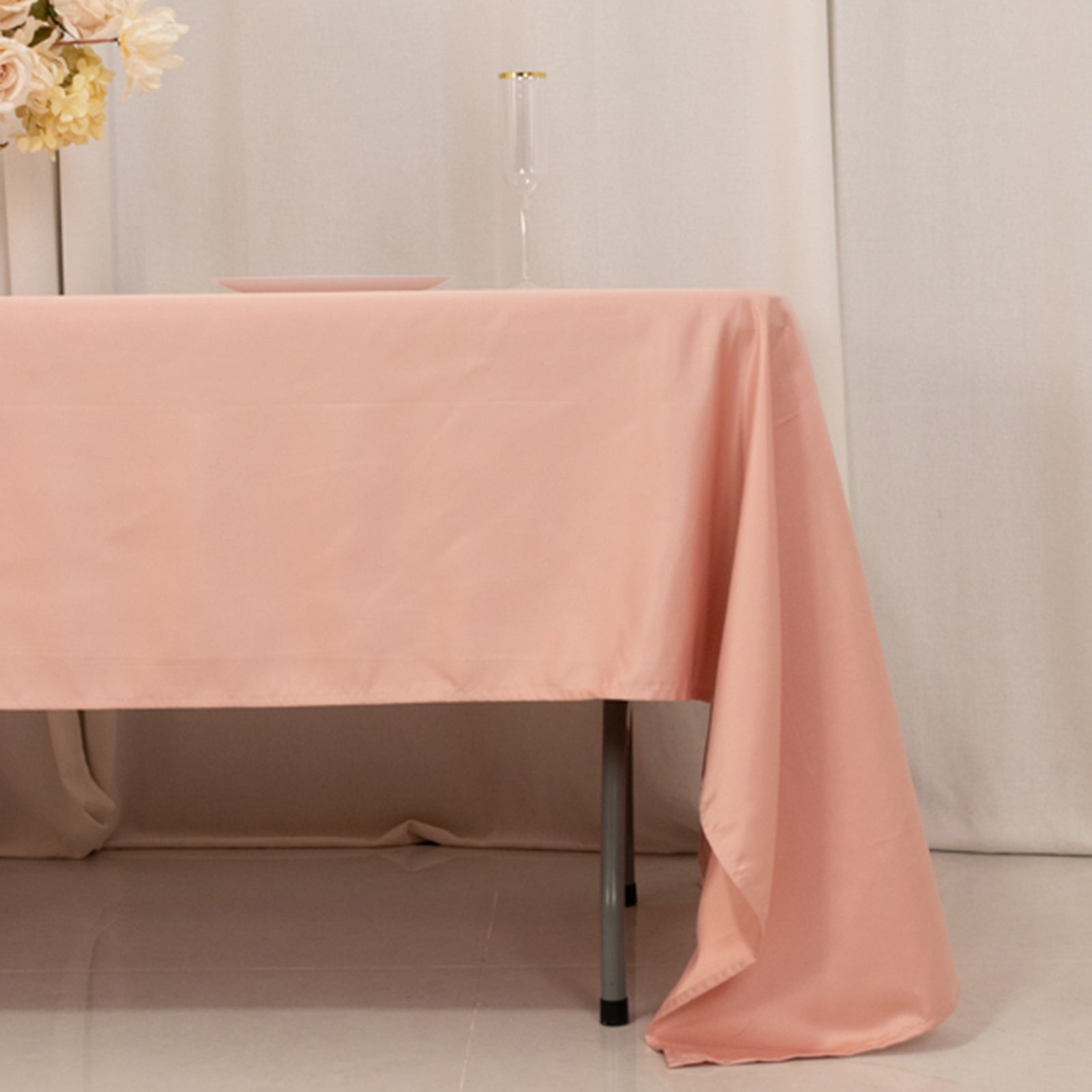 Dusty Rose Lamour Satin Rectangle Tablecloth 60x126 - Soft, Silk - like Cover