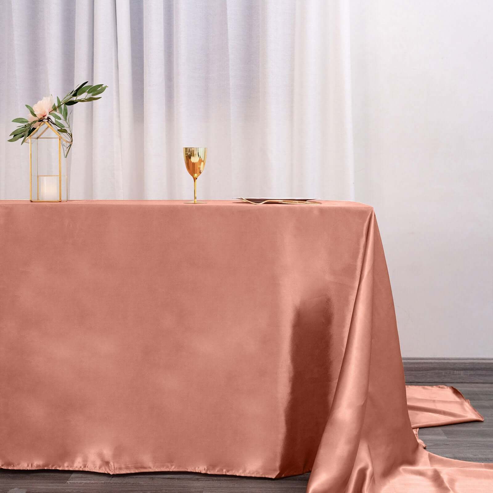Hot Sale! Seamless Satin Terracotta (Rust) Rectangular 90x156 Tablecloth for Various Events