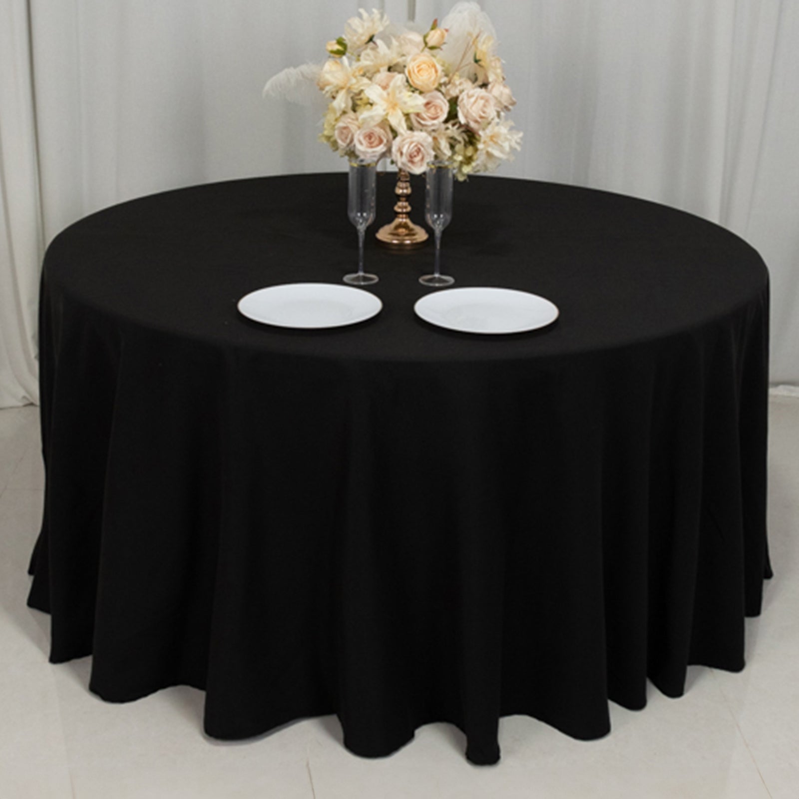 Black Seamless Wrinkle - Resistant 120 - inch Cotton Blend Round Tablecloth