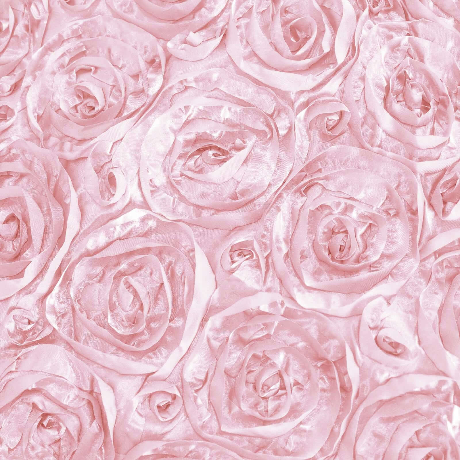 Hot! Blush Satin 90x156 Rectangle 3D Rosette Tablecloth with Seamless Finish