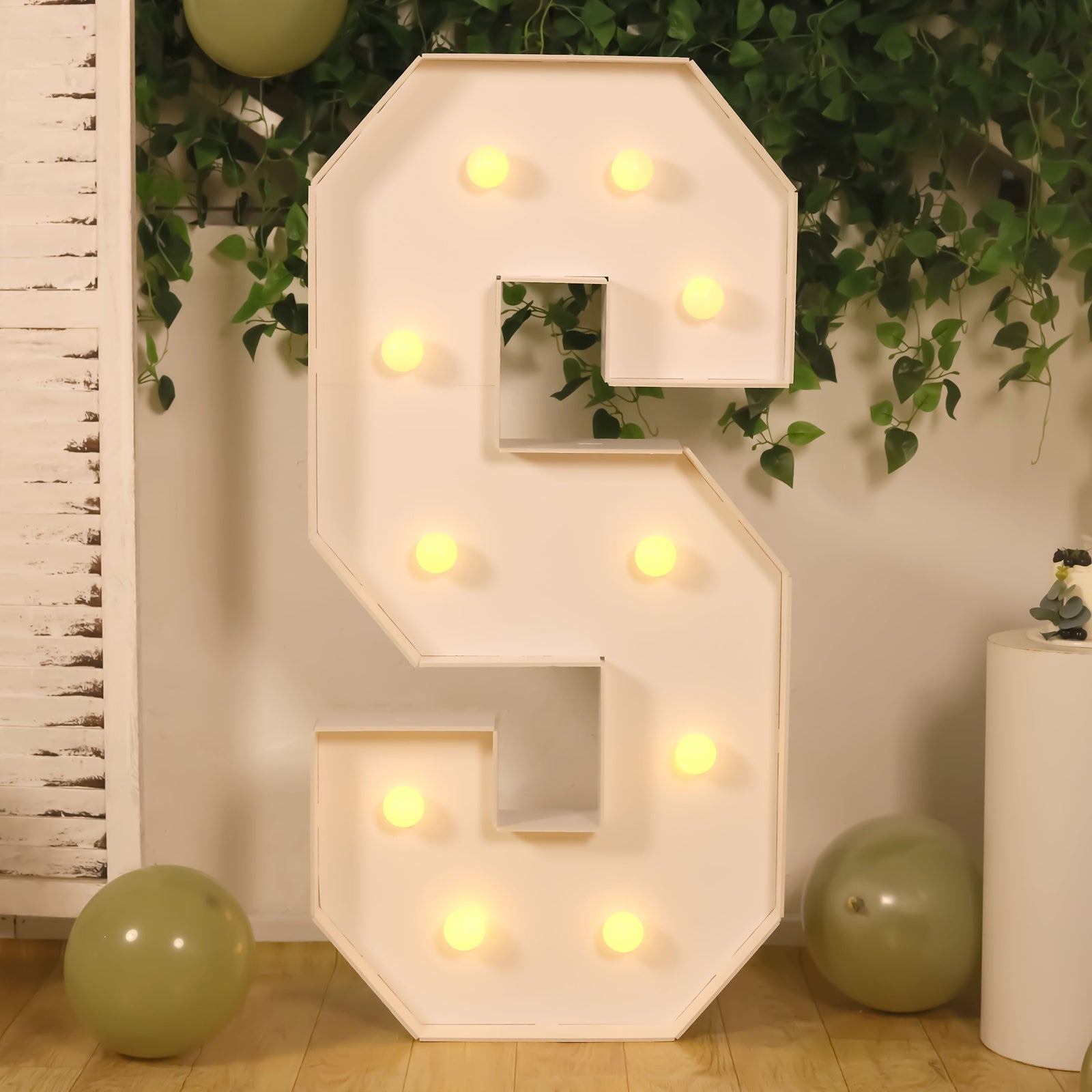 4ft White Giant LED Marquee Letter S with Warm White LEDs, Glue Gun & Sticks - Ideal for Events