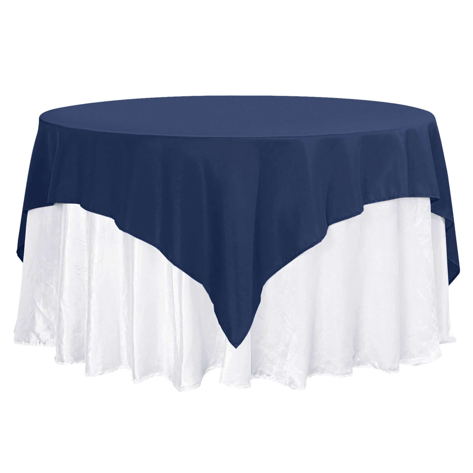 Navy Blue 70x70 Wrinkle-Resistant Premium Polyester Square Table Overlay 220GSM
