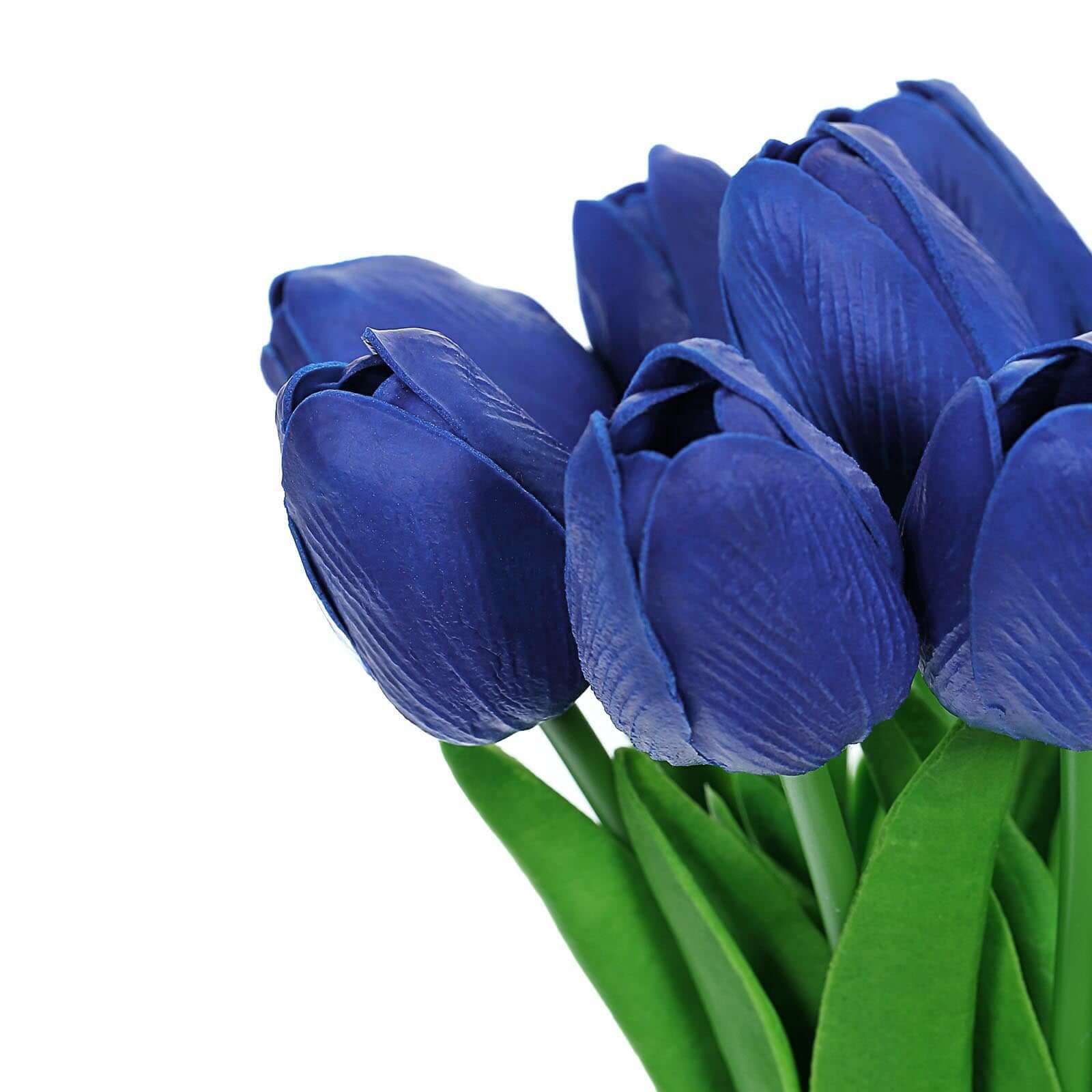 Hot! 10 Royal Blue Artificial Foam Tulip Stems, 13 Inches Tall