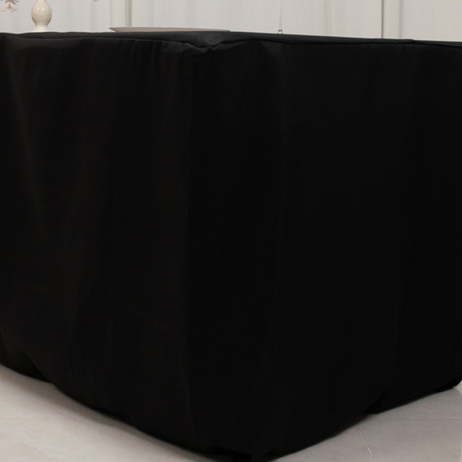 Hot Sale! Black Fitted Polyester Rectangle Tablecloth for 8ft Special Tables (96x24x30)