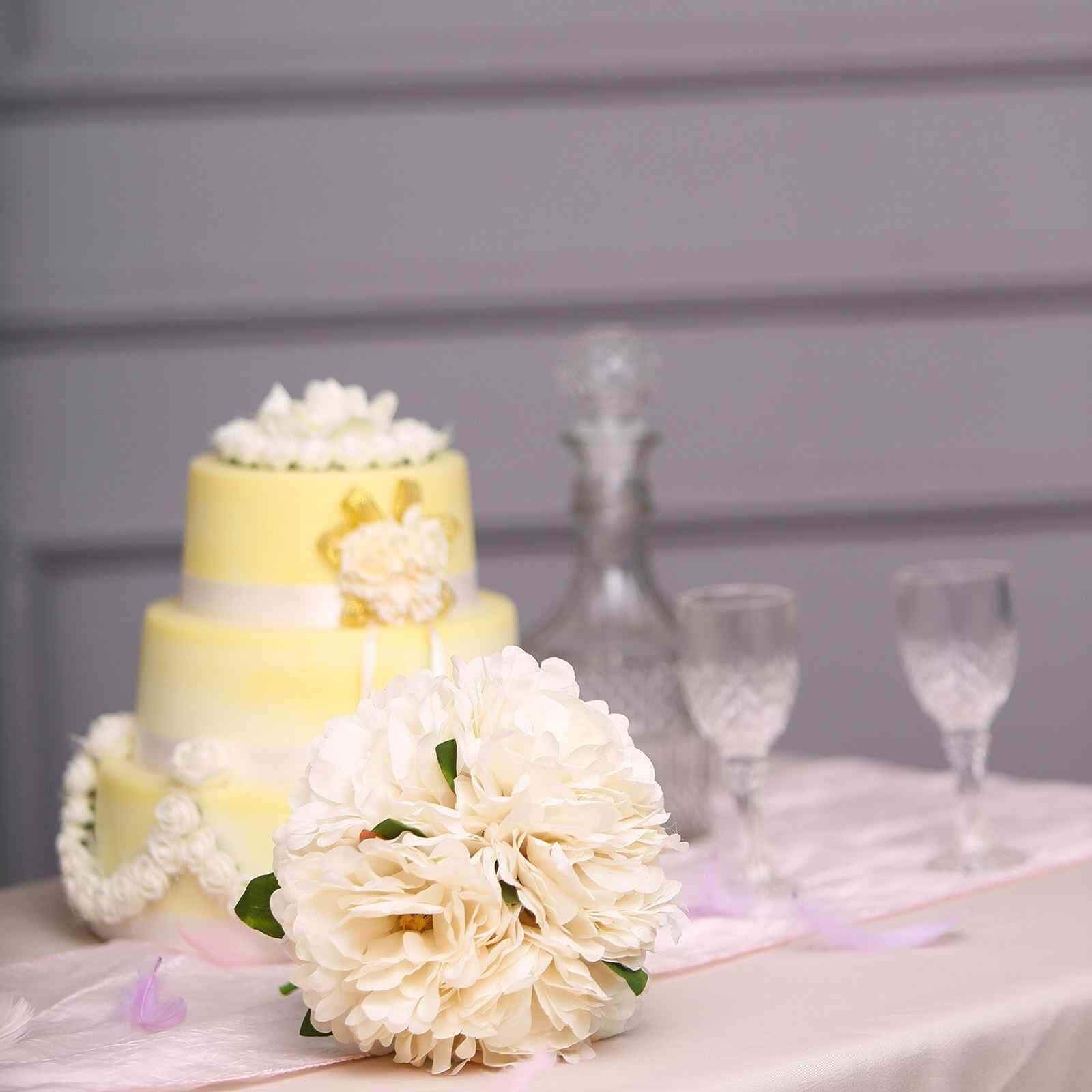 Hot Sale! 11-piece Blush and Cream Artificial Silk Peony Flower Bouquet for Various Occasions