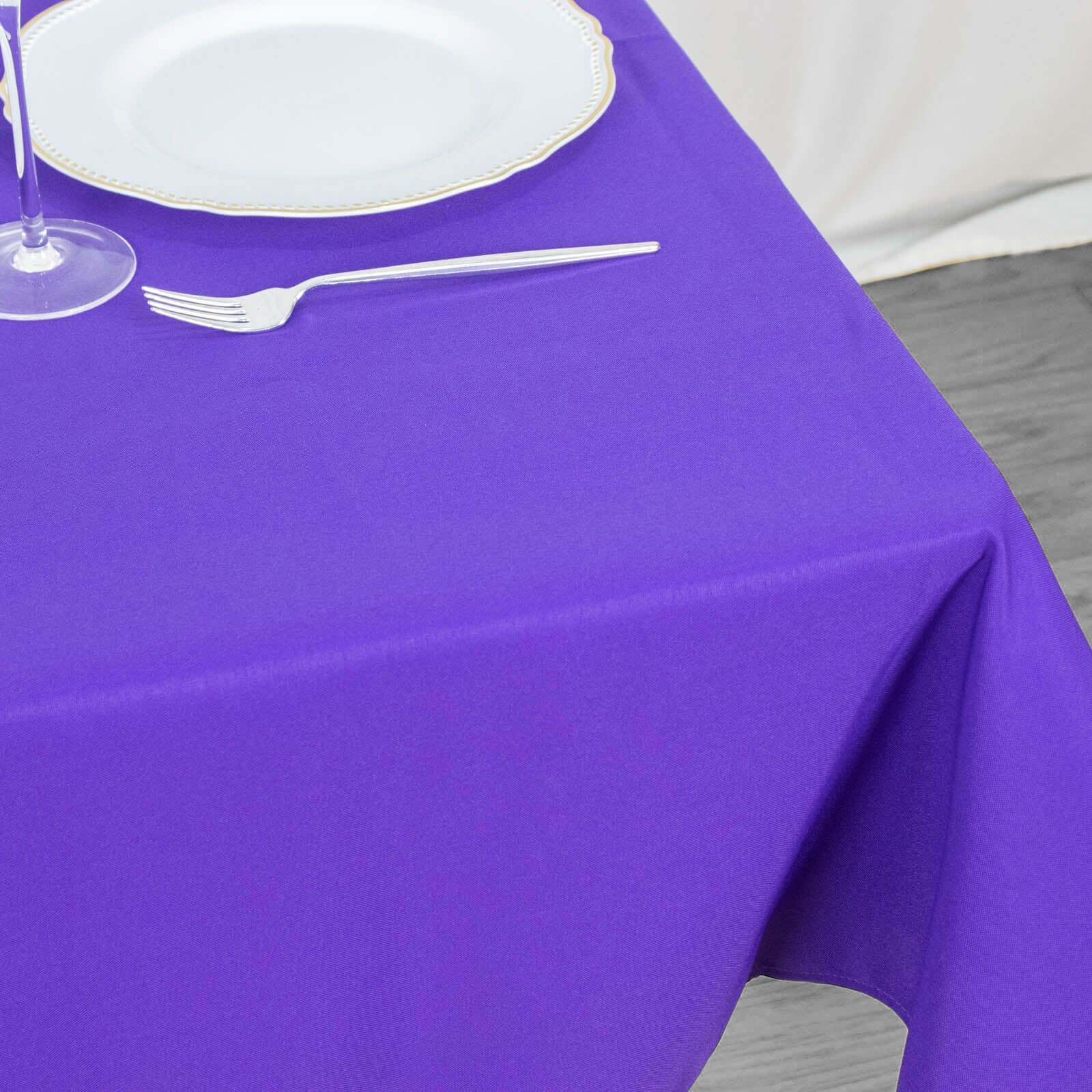 Hot Sale! 54x54 Premium Purple Polyester Square Table Overlay, 220GSM Stain & Wrinkle Resistant