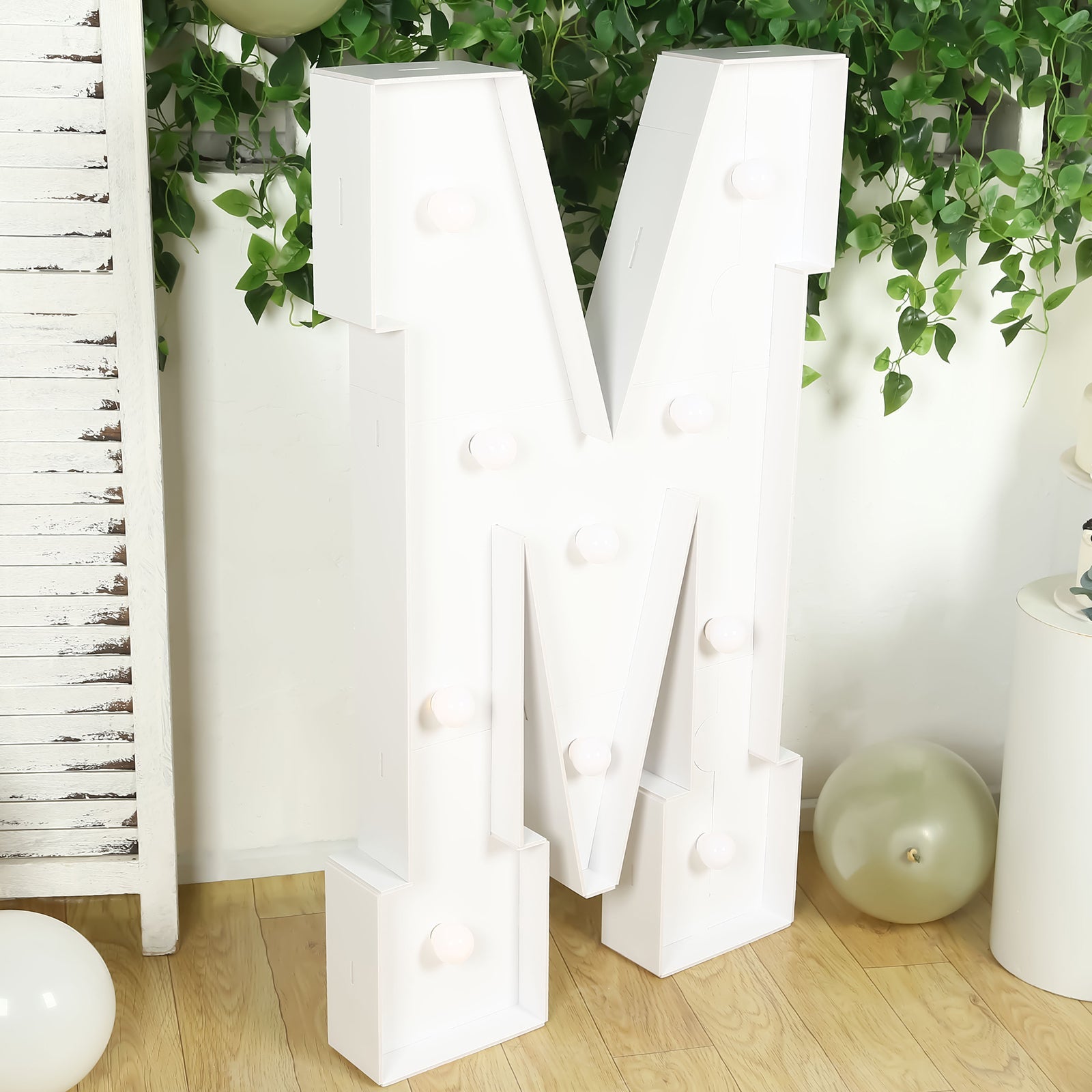 4ft White Giant LED Marquee Letter M with 10 Warm White Battery - Operated LEDs, Glue Gun & Sticks