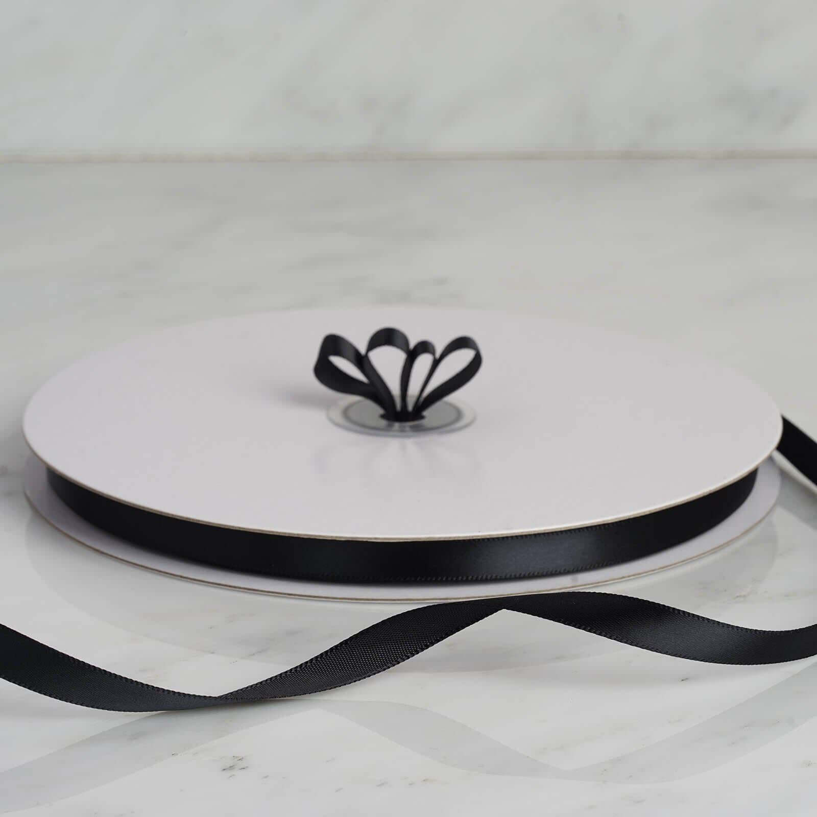 Hot Sale! 100-Yard 3/8-Inch Black Single-Sided Decorative Satin Ribbon for Various Occasions