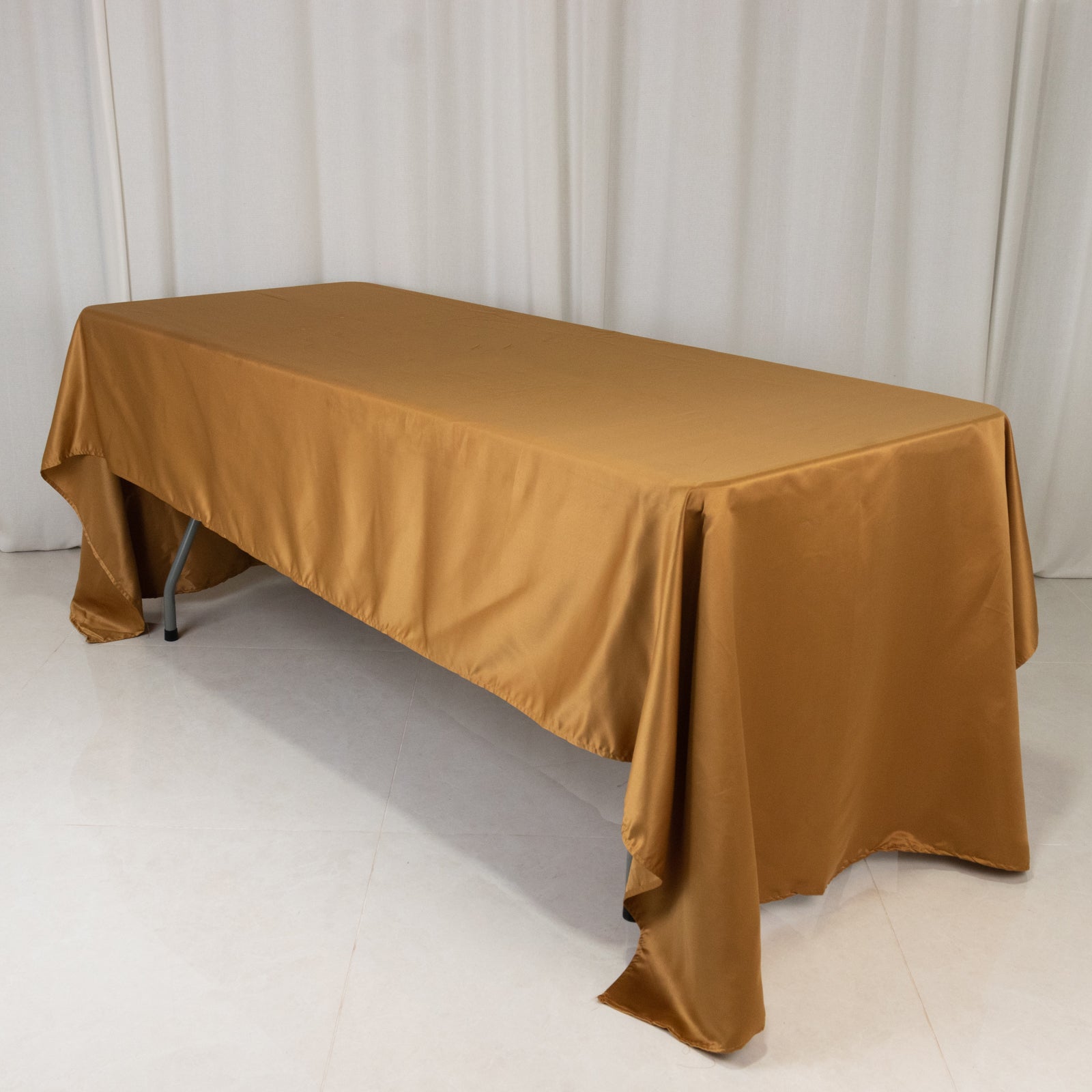 Luxurious Gold Lamour Satin Rectangle Tablecloth 60x126 - Soft & Durable for Fine Dining
