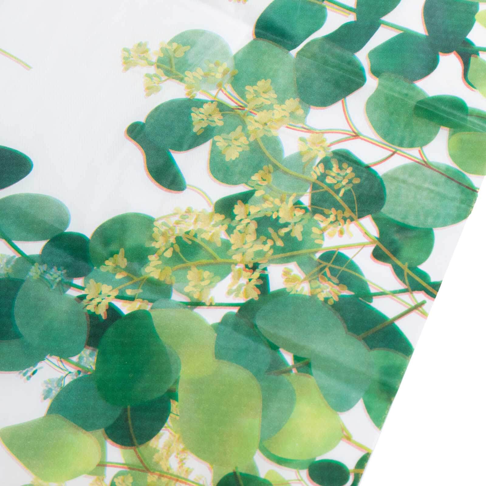 Hot Deal! 5-Pack Disposable PVC Plastic Table Covers in White/Green with Eucalyptus Print, 54x108