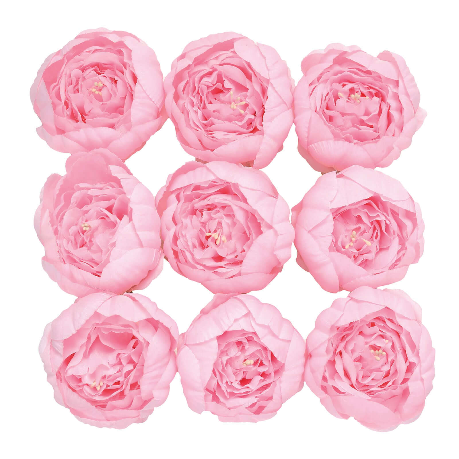 10-Piece Pack of Pink Artificial Peony Flower Heads - Ideal for DIY Event Decor, Scrapbooking & Floral Crafts