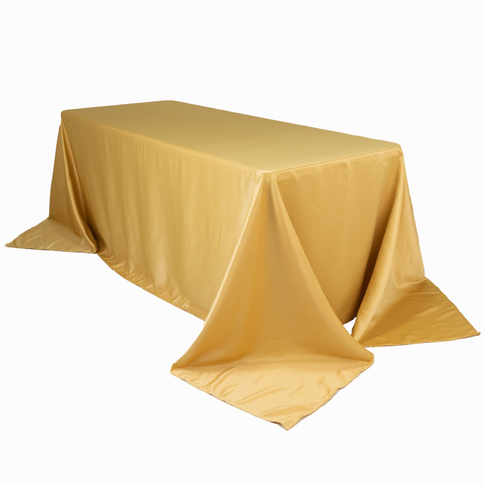 Premium Lamour Satin Champagne Rectangle Tablecloth - Soft, Silk-Like 90x132 Cover