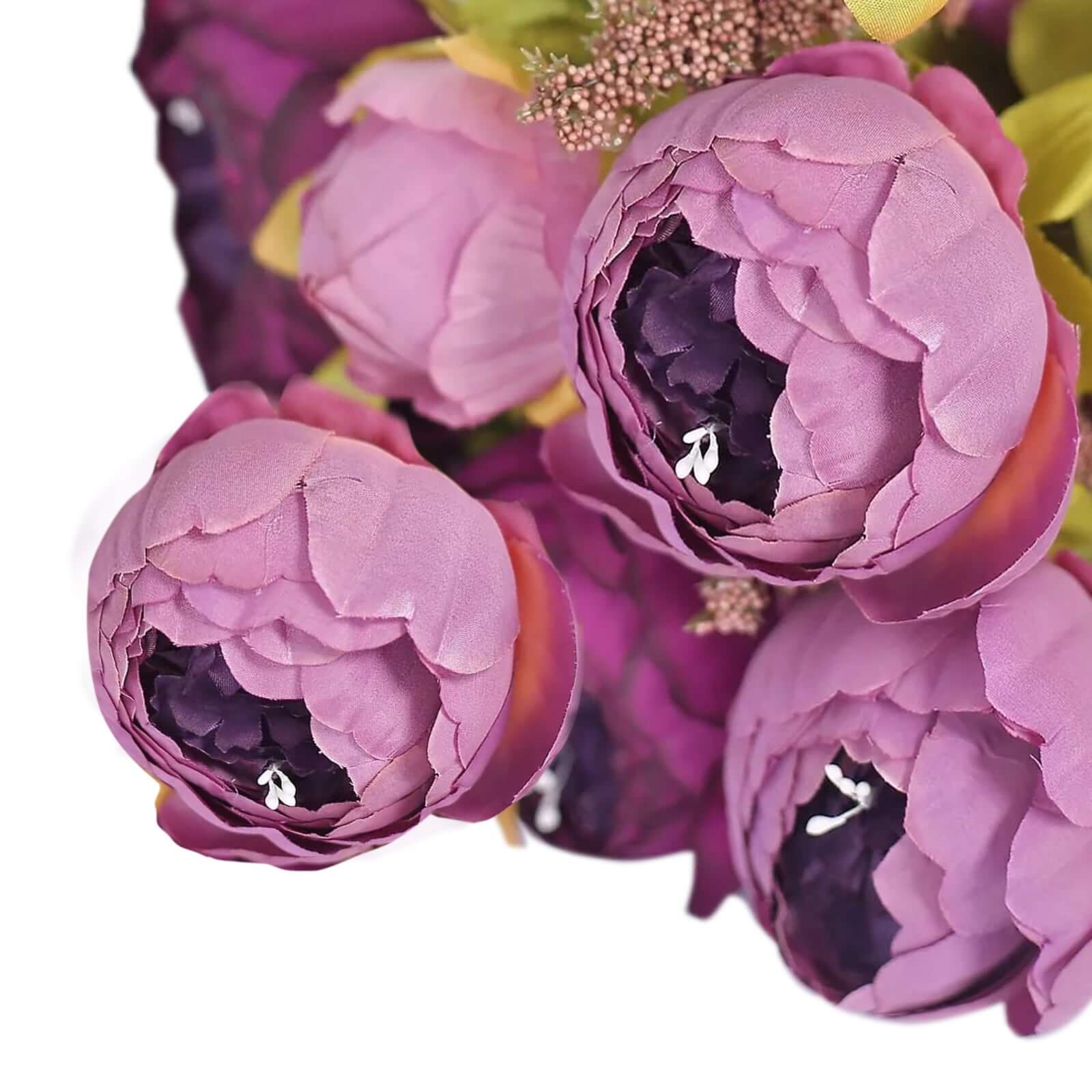2-Pack 19-Inch Purple Artificial Peony Silk Flower Bouquets for Weddings