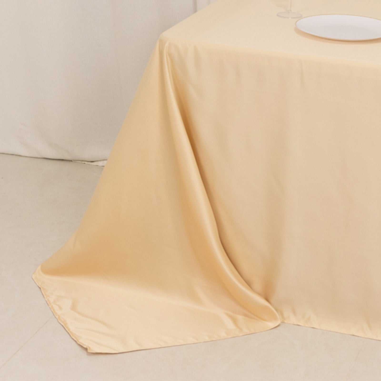Lamour Satin Beige Rectangle Tablecloth - Soft, Silk-Like & Durable