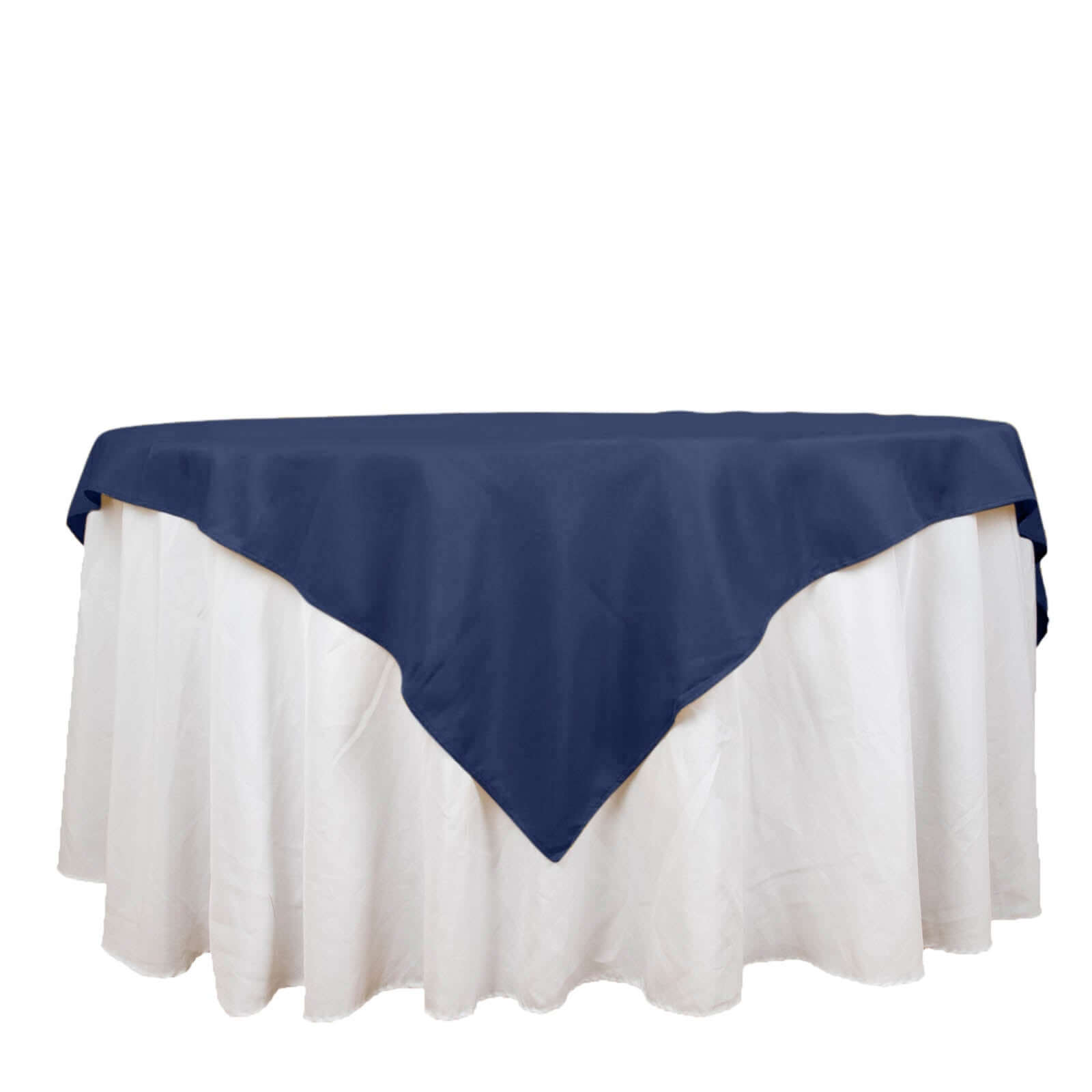 Navy Blue 70x70 Wrinkle-Resistant Premium Polyester Square Table Overlay 220GSM