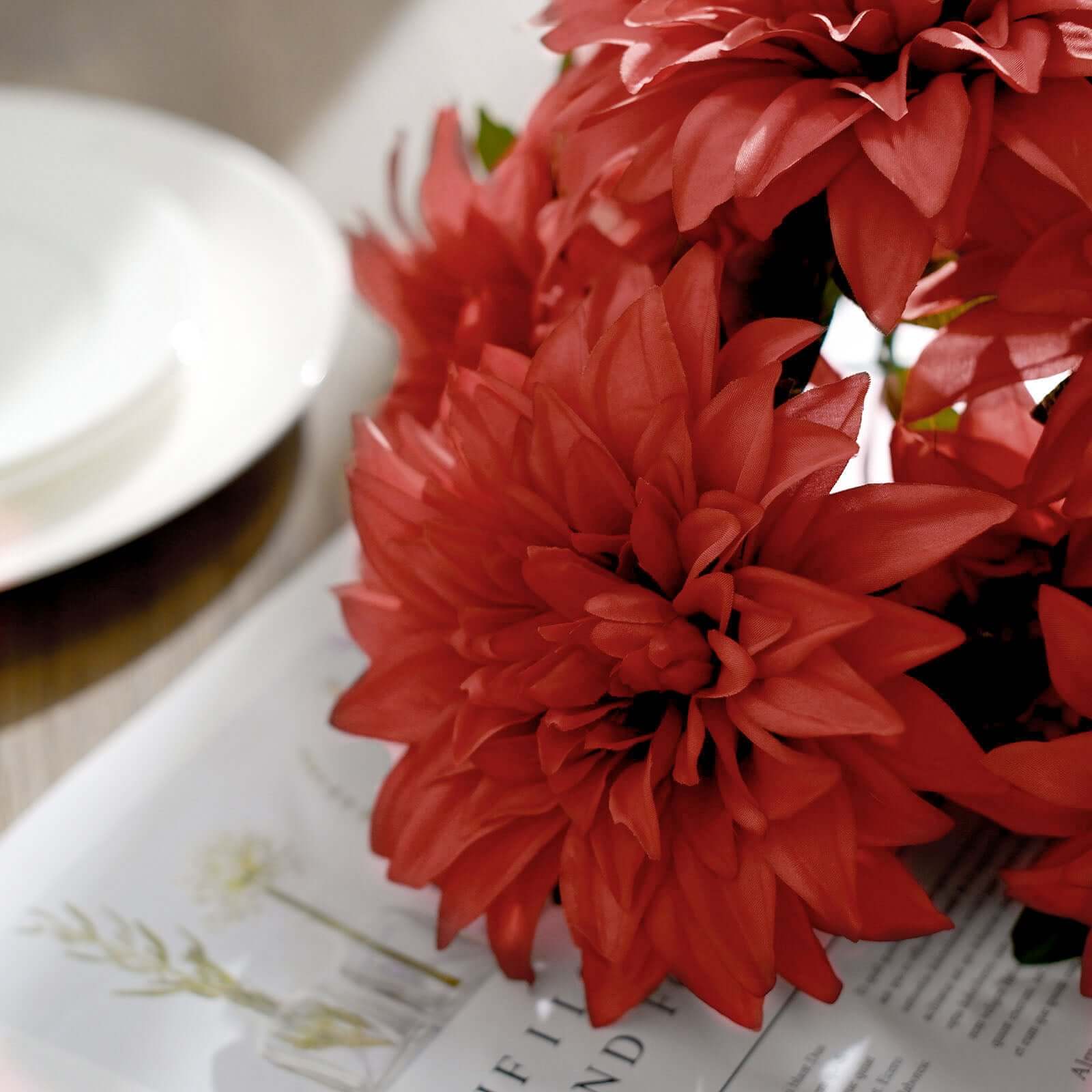 Special Offer! 2 Bouquets of 20 Terracotta Artificial Silk Dahlia Flower Spray Bushes for Decor