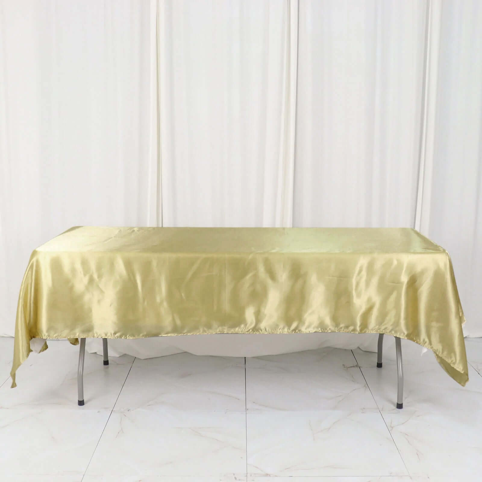 Champagne Satin Rectangular 60x102 Tablecloth - Lustrous & Stain-Resistant