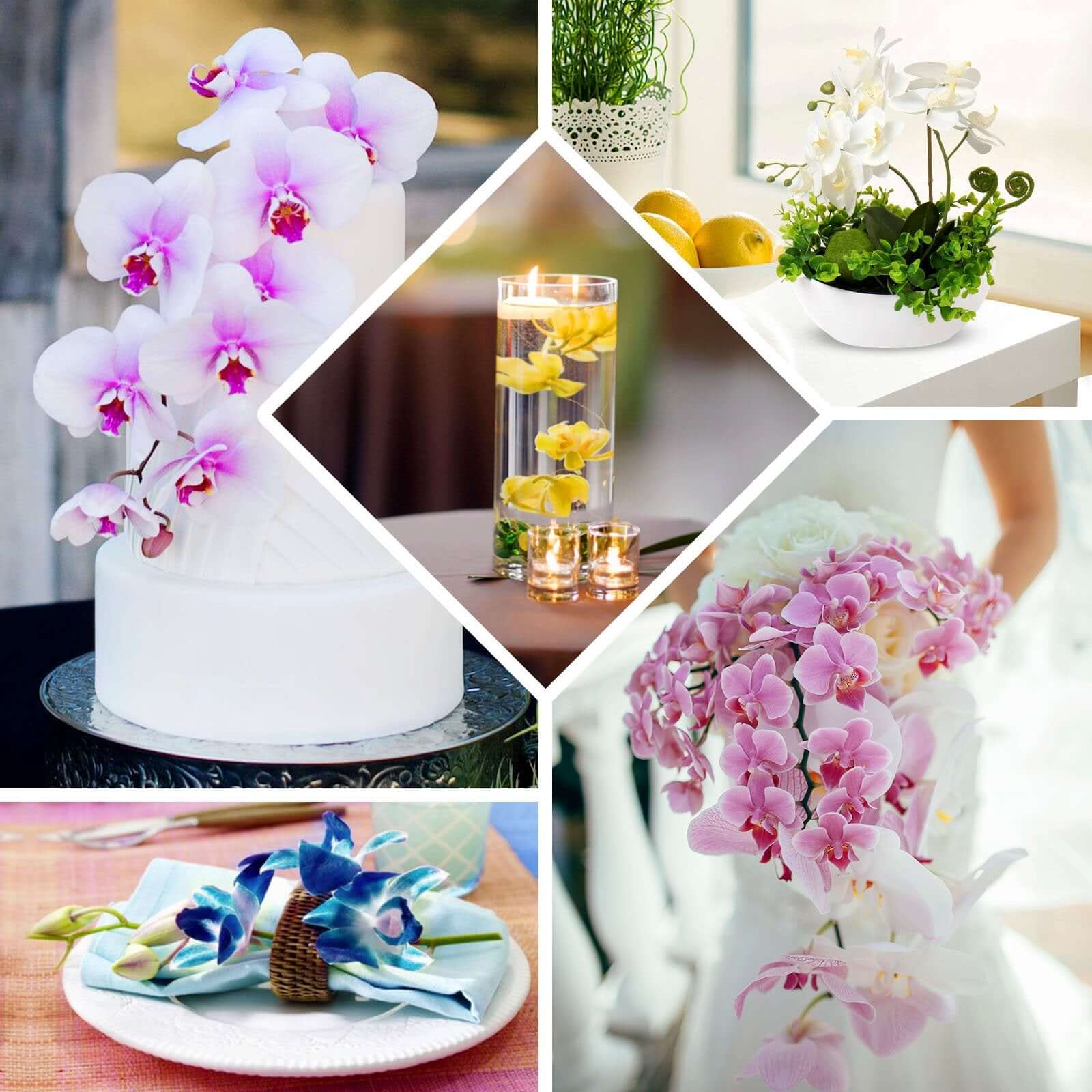 Hot Sale! 20 Pink Silk Artificial Orchid Flower Heads for DIY Floral Decorations