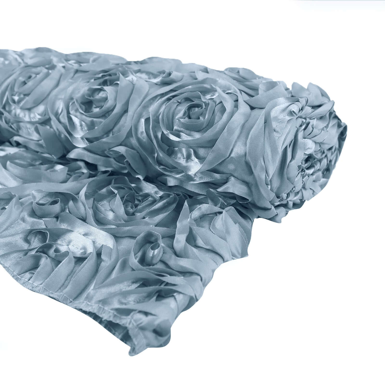 54-Inch Wide, 4-Yard Dusty Blue 3D Rosette Satin Fabric Bolt for DIY Crafts