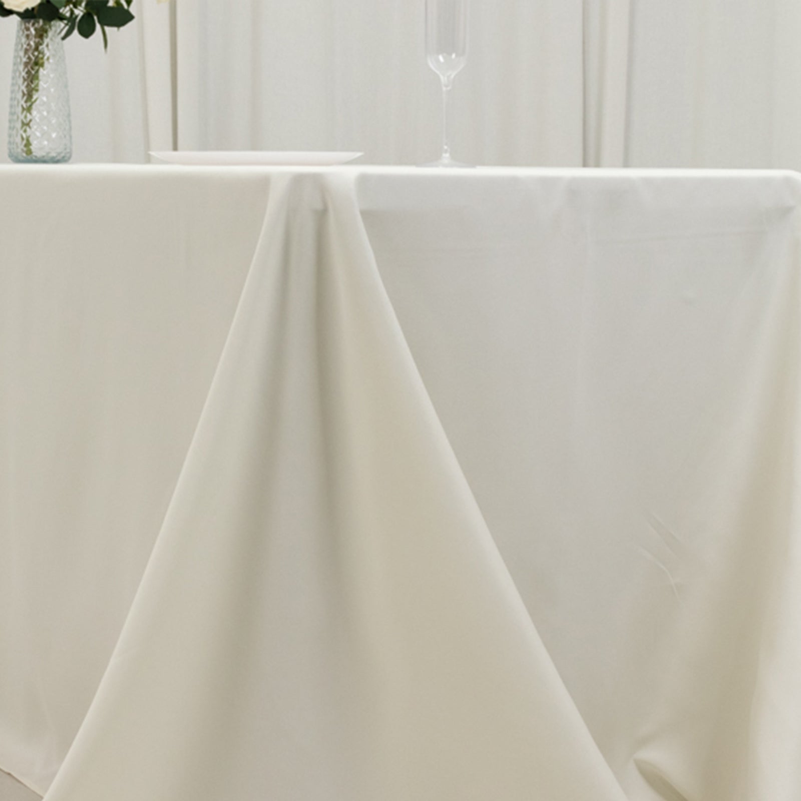 Ivory High - Performance Seamless Fire - Retardant Premium Polyester 90x156 Rectangular Tablecloth