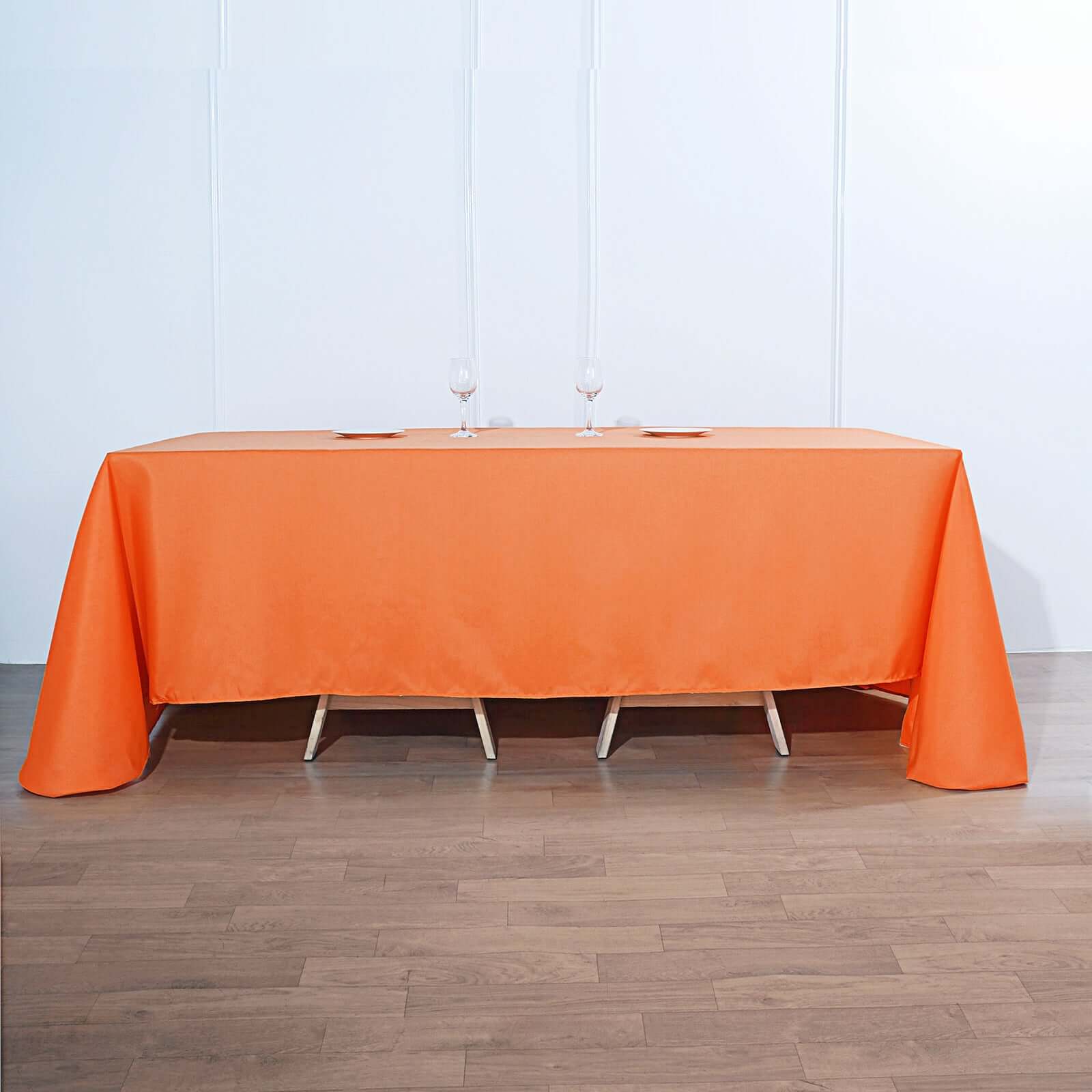 Hot Sale! Seamless Wrinkle-Resistant Orange Polyester Rectangle Tablecloth 90x132