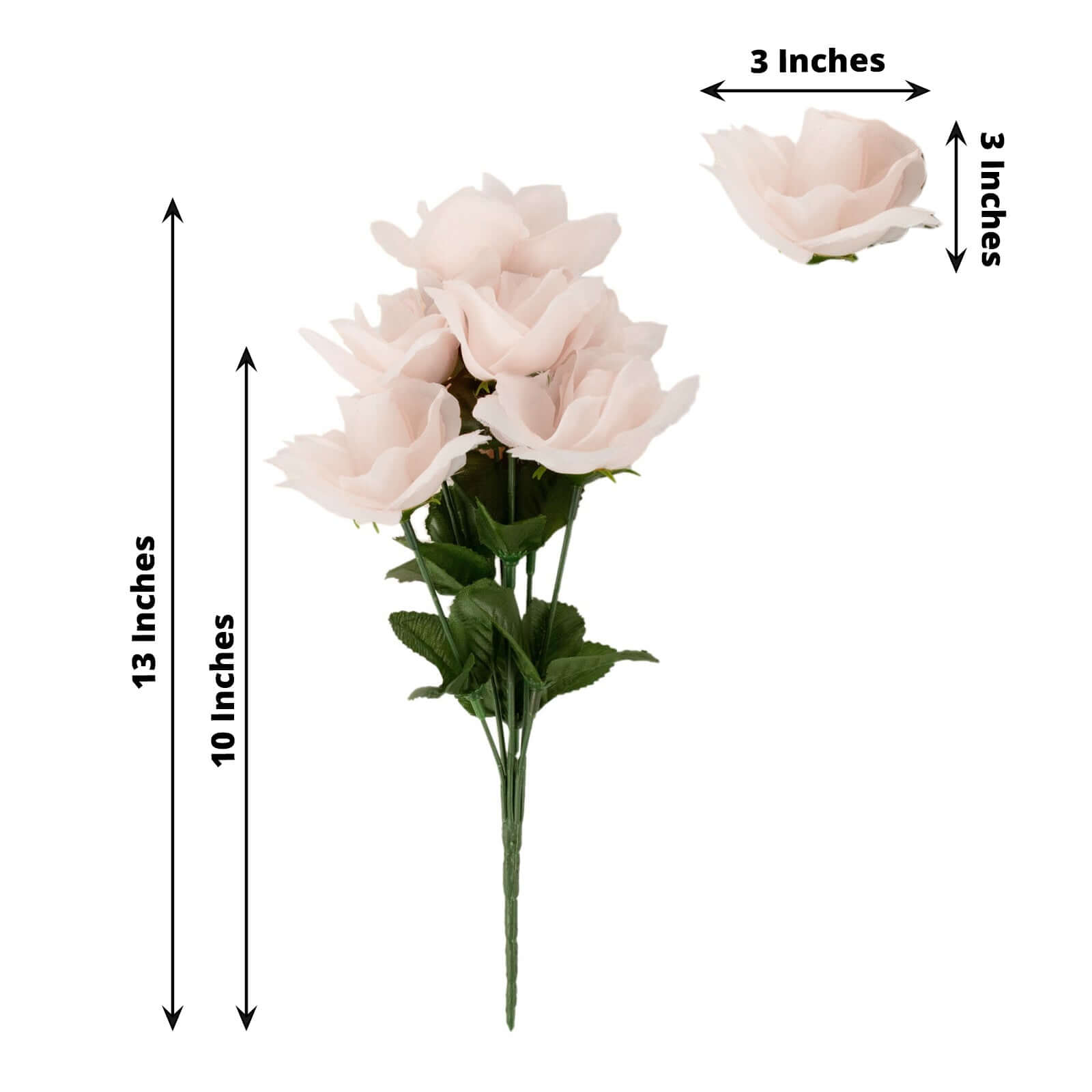 12 Bushes of Premium Blush Artificial Silk Rose Flowers, 84 Roses in Total