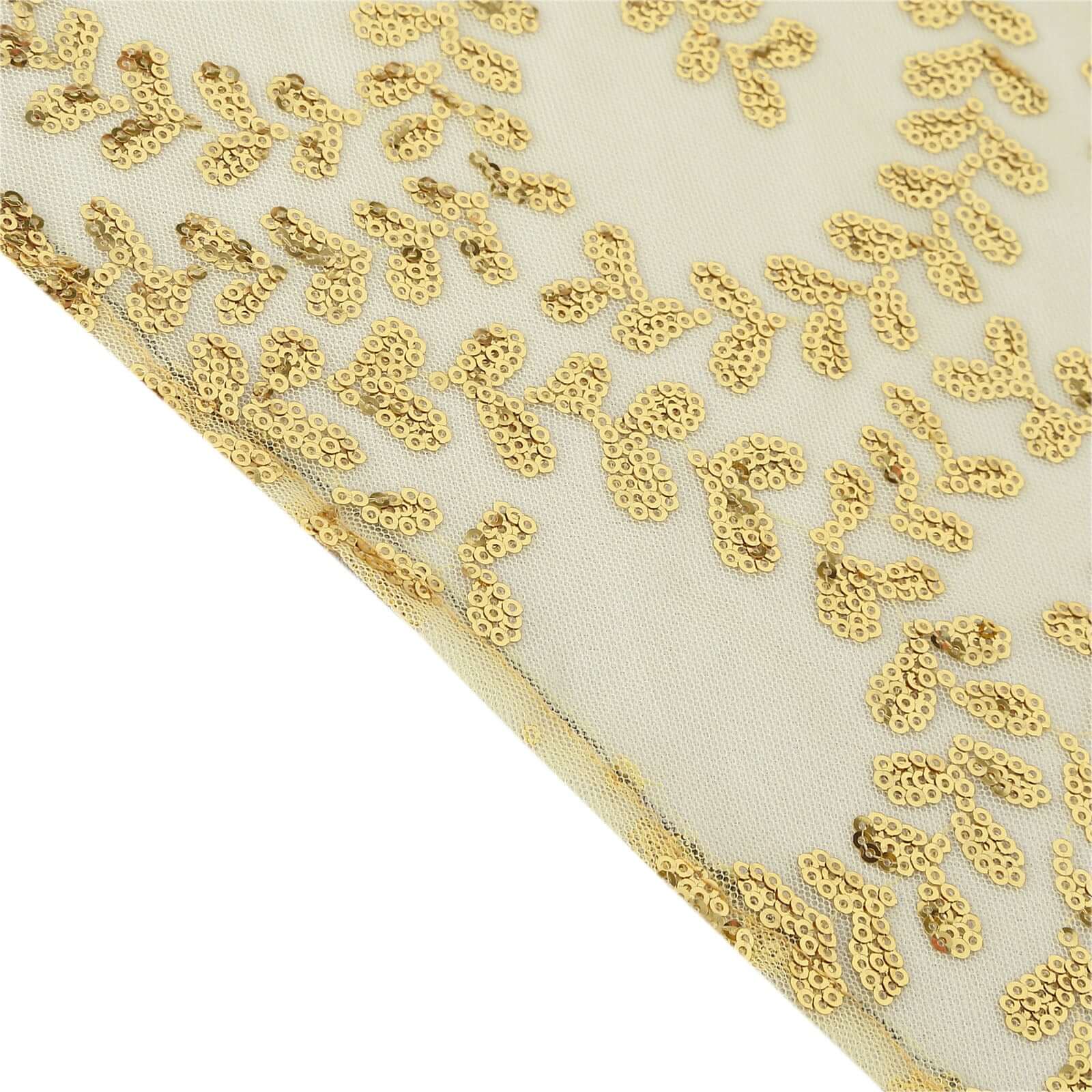 Luxurious Gold Sequin Leaf-Embroidered 90x156 Rectangle Tablecloth for Grand Celebrations