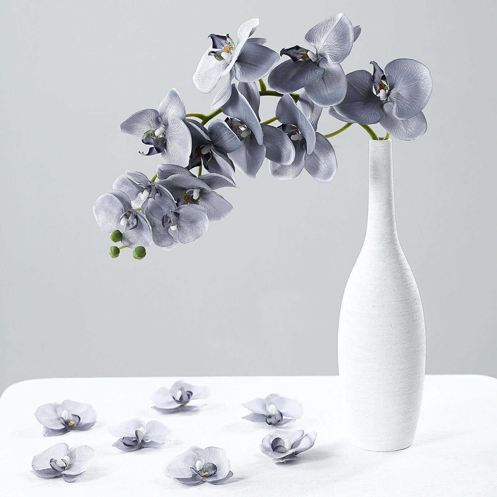 Hot! 20 Silk Artificial Charcoal Gray Orchid Flower Heads for DIY Decor