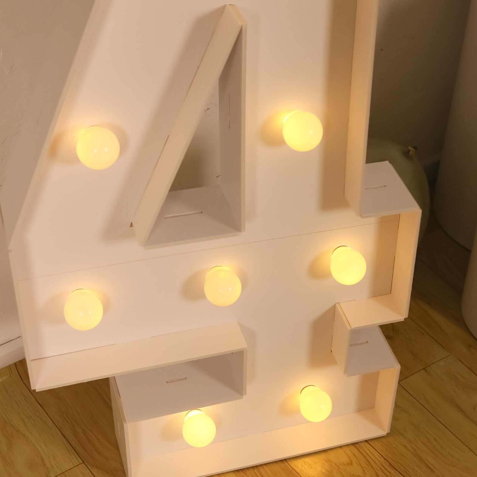 Hot Deal! 4ft White Giant LED Marquee Light Up Number 4 with Warm White LEDs, Glue Gun & Sticks