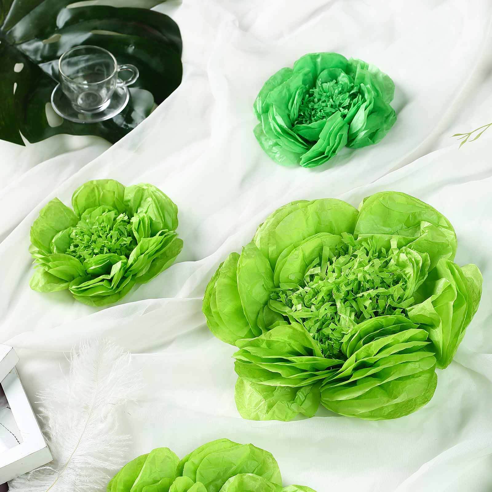 Set of 6 3D Mint and Apple Green Peony Paper Flowers for Wall Decor in 7', 9', 11' Sizes