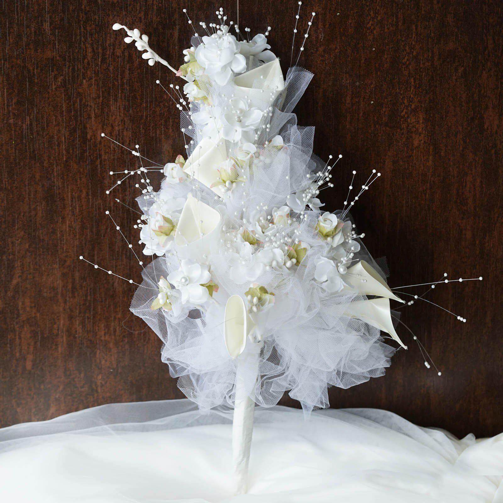 Cream Artificial Lily & Tulip Wedding Bridal Bouquet - Perfect Gift