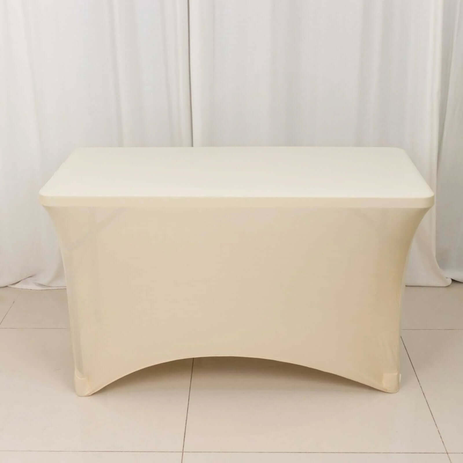 Beige Stretch Spandex Tablecloth - Durable, Form-Fitting for 4ft Tables