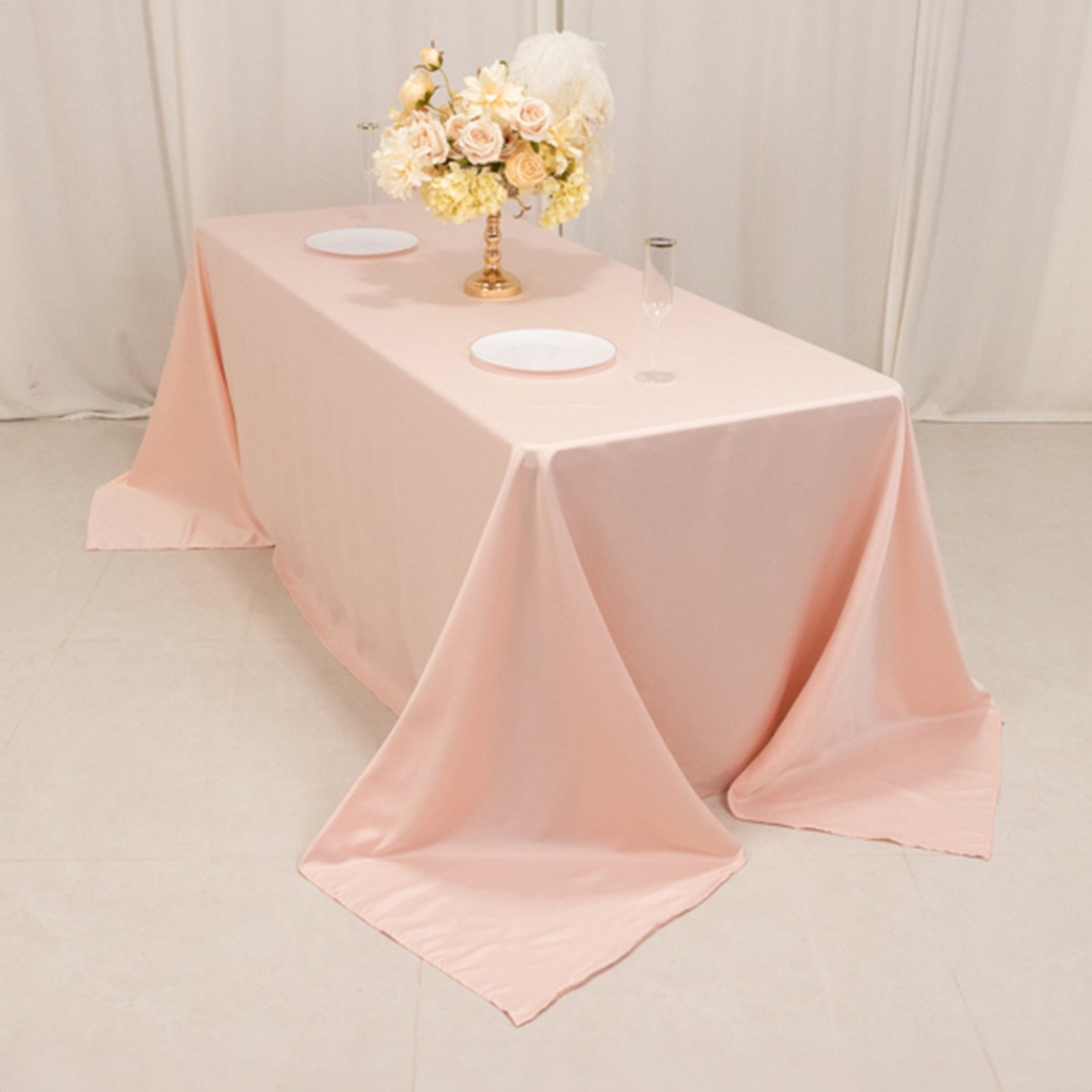 Blush Lamour Satin Rectangle Tablecloth - Soft, Silk - Like & Seamless 90x132
